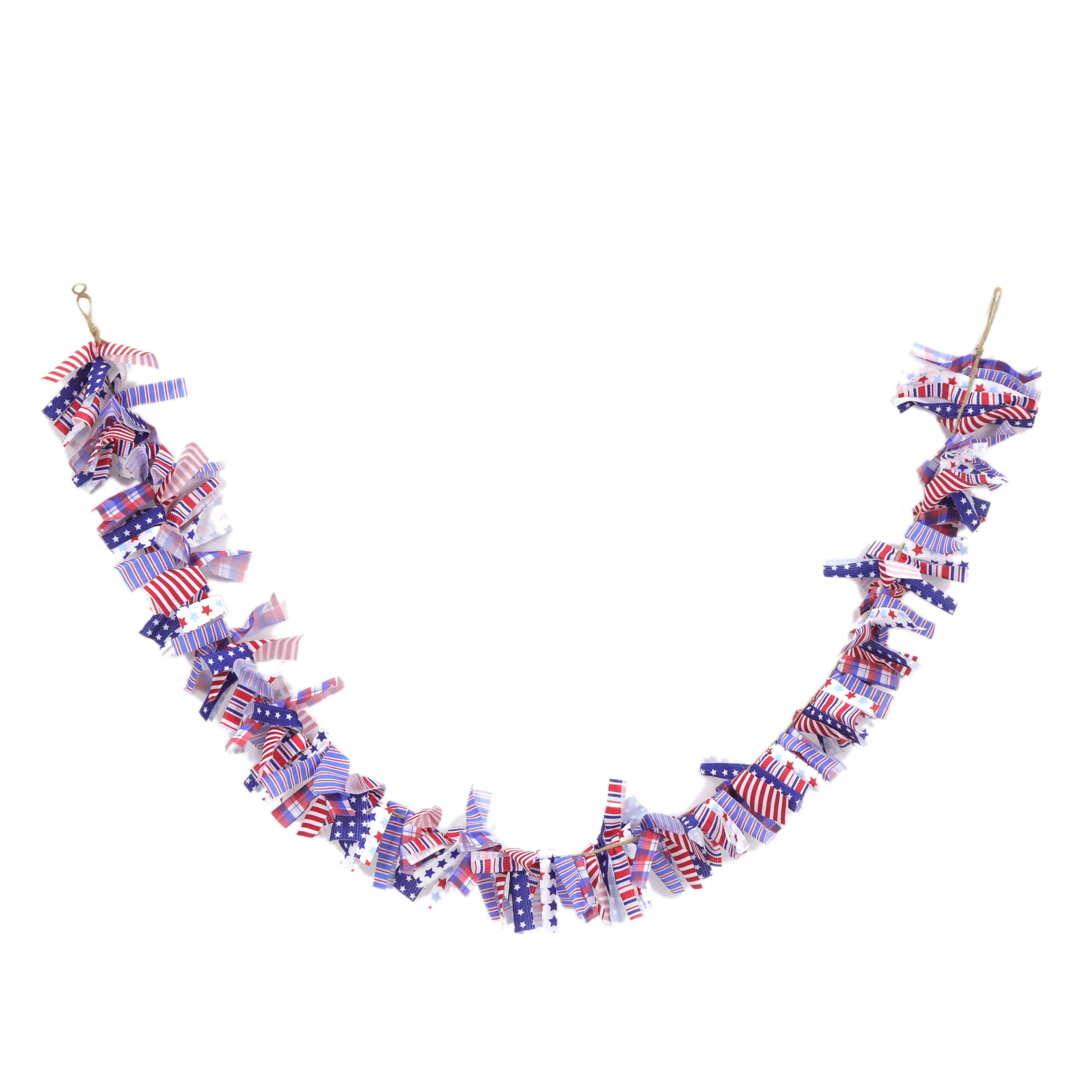 6ft. Red, White &#x26; Blue Fabric Star Garland by Celebrate It&#x2122;
