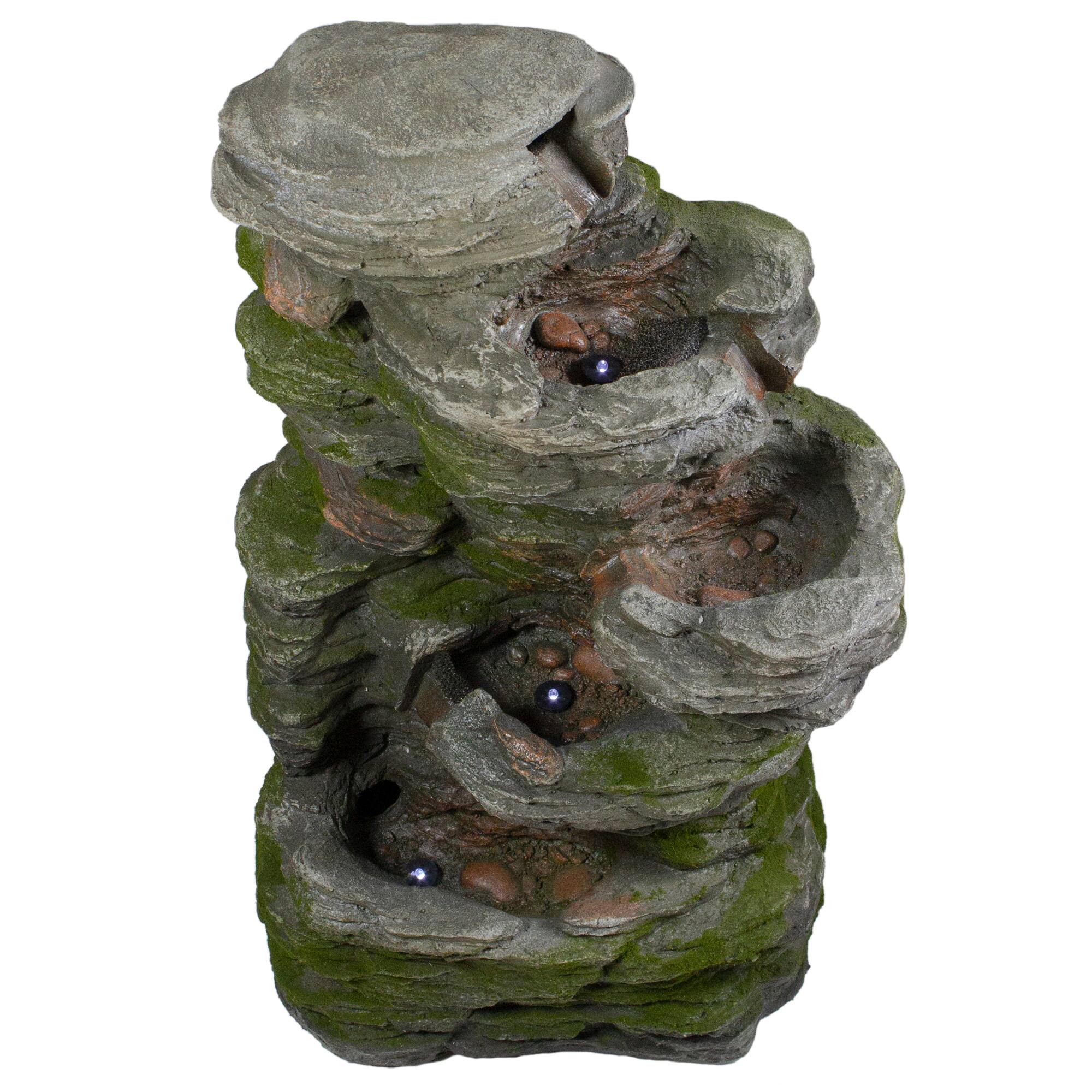 25" Gray LED 5-Tier Outdoor Garden Water Fountain