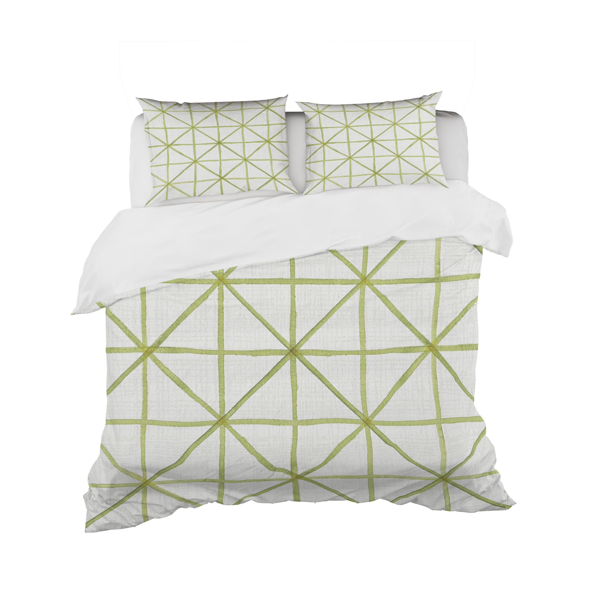 Designart &#x27;geometric Green Triangle II&#x27; Geometric Bedding Set - Duvet Cover &#x26; Shams