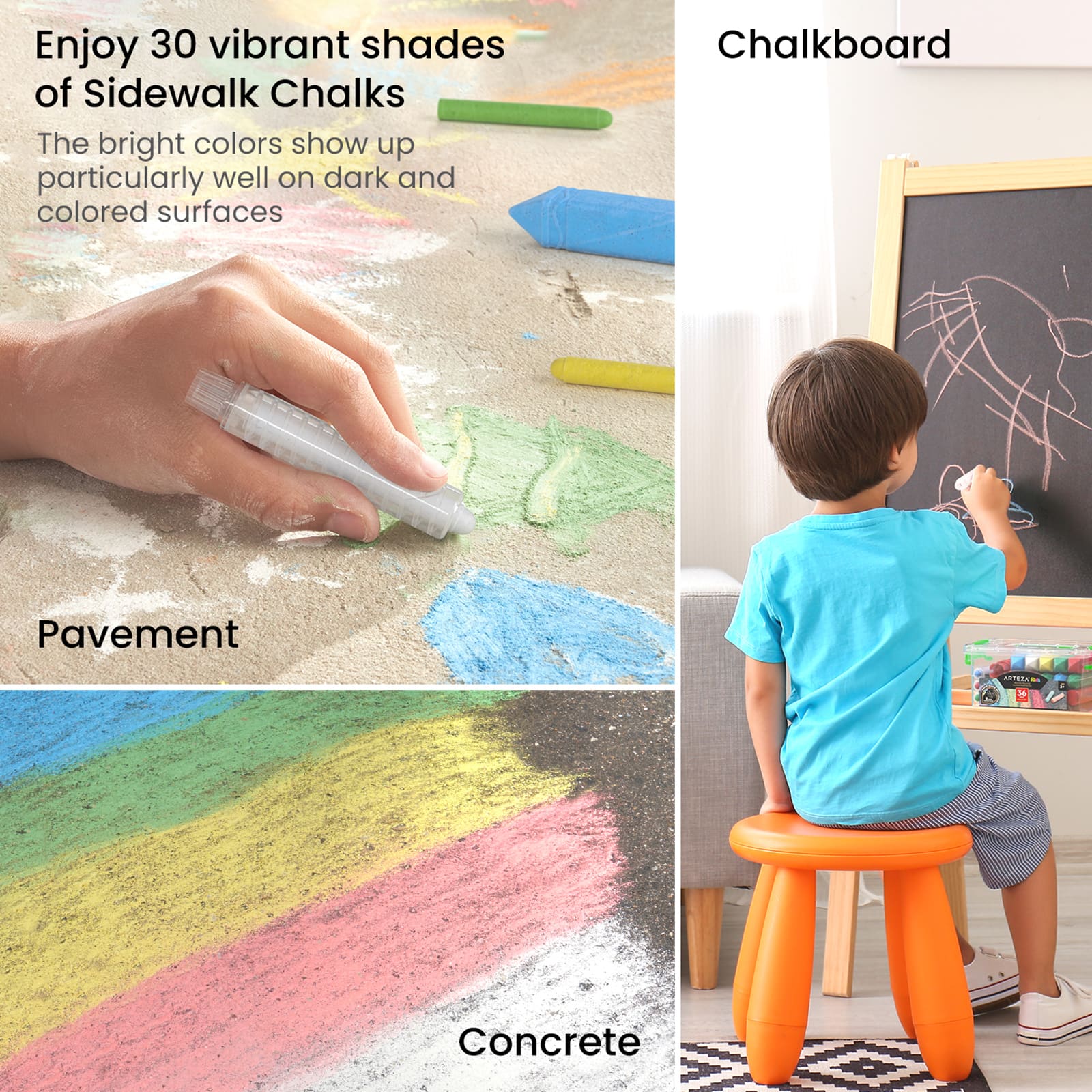 Arteza&#xAE; Kids Ultimate Chalk Set of 37 pcs, Green Box Handle