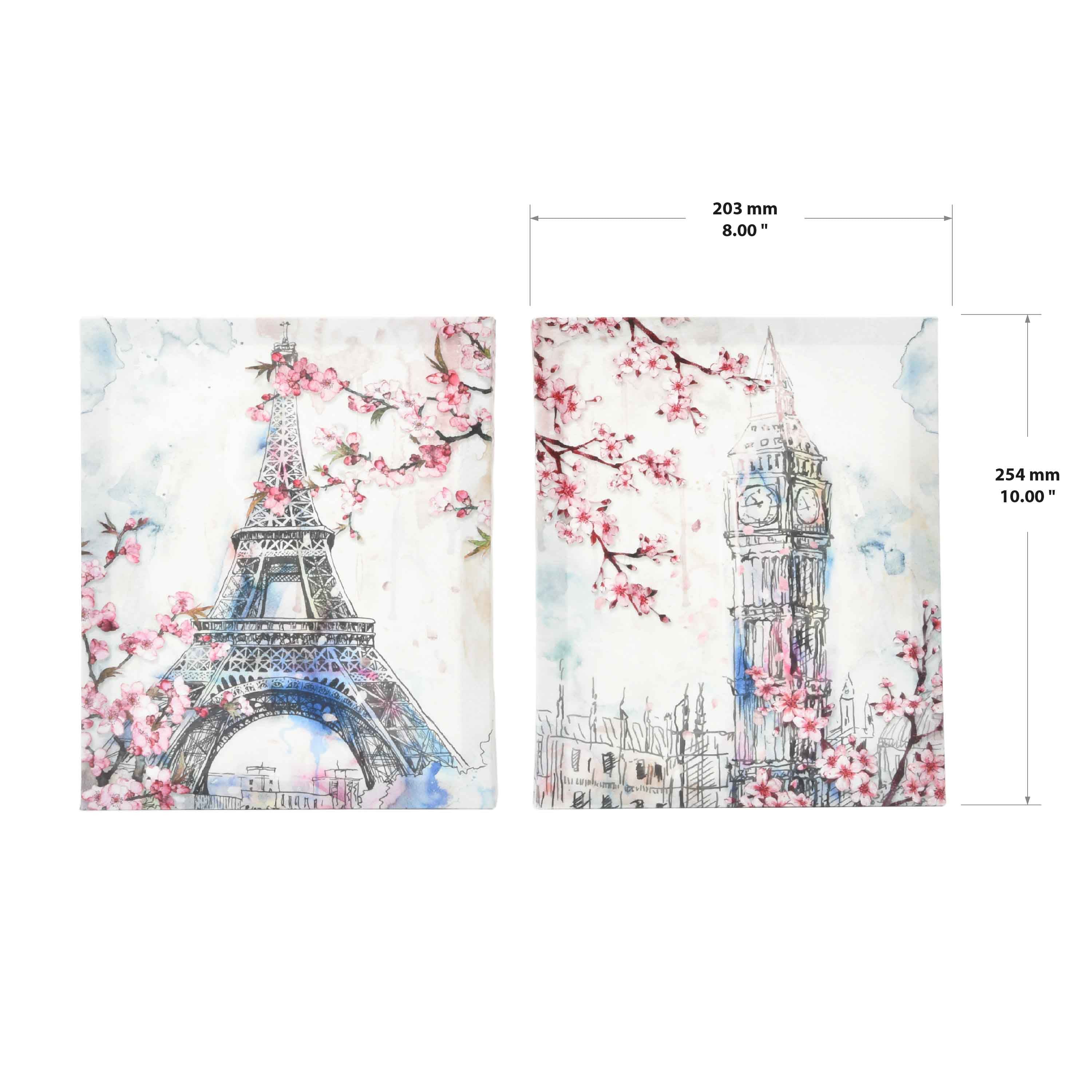 New View Pop Eiffel Tower &#x26; Big Ben Wrapped Canvas D&#xE9;cor Set