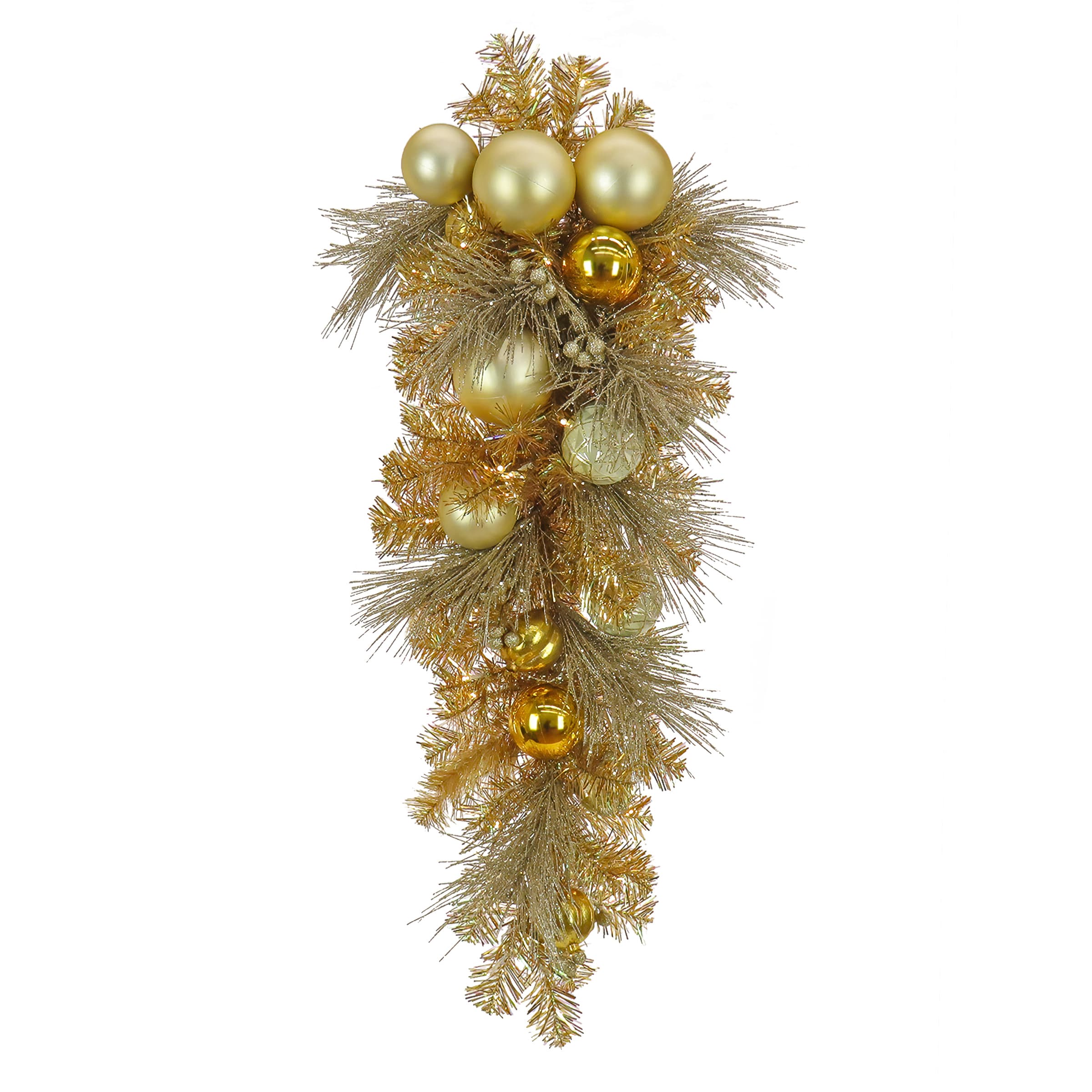 36" Be Merry Gold LED Teardrop Swag