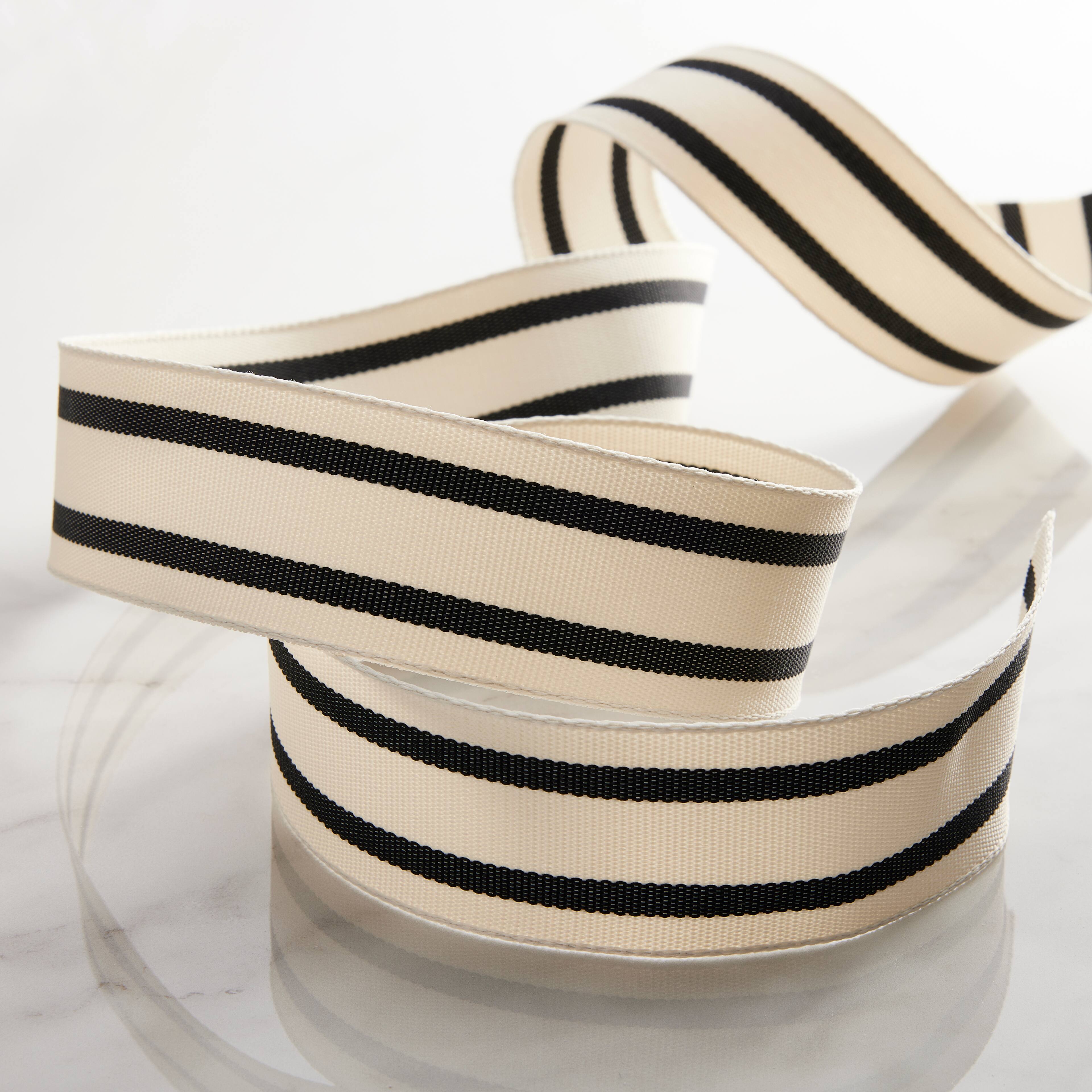 12 Pack: 1.5&#x22; x 3yd. Wired Ticking Stripe Ribbon by Celebrate It&#x2122;