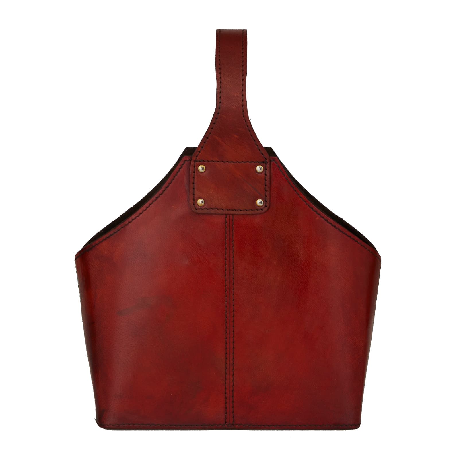Red Leather Wine Holder with Carrying Handle