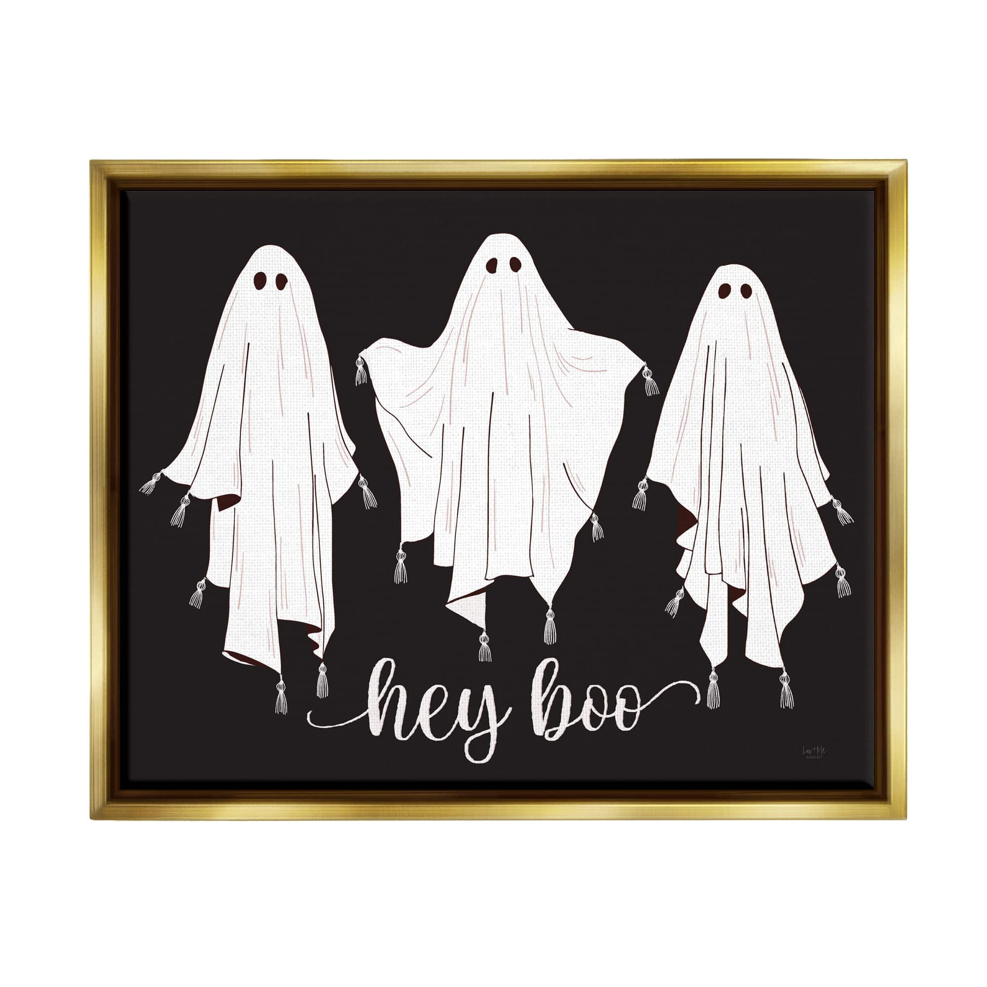 Stupell Industries Hey Boo Three Ghosts Framed Floater Canvas Wall Art