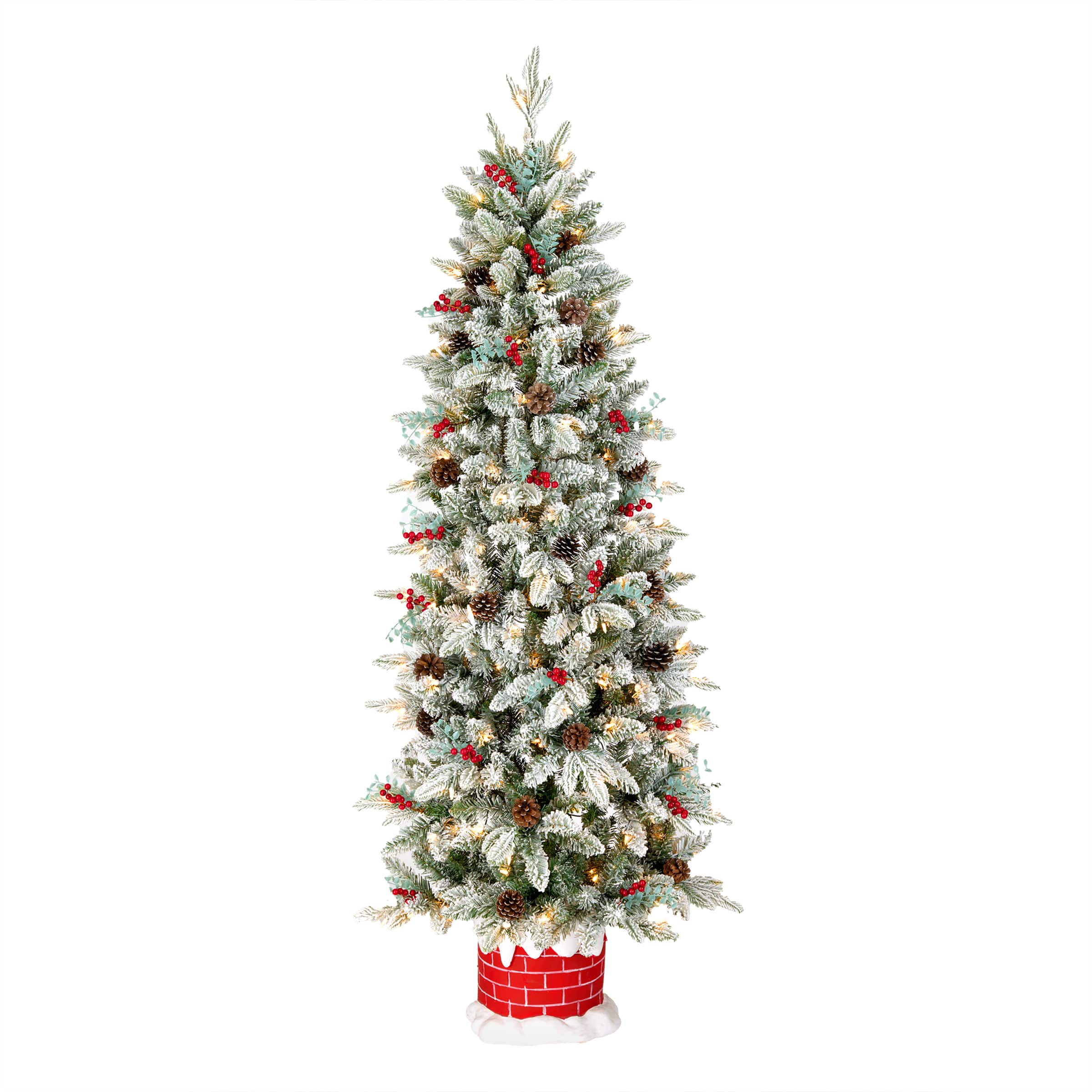 5ft. Pre-Lit Snowberry Pine Artificial Christmas Half Tree, Clear Lights