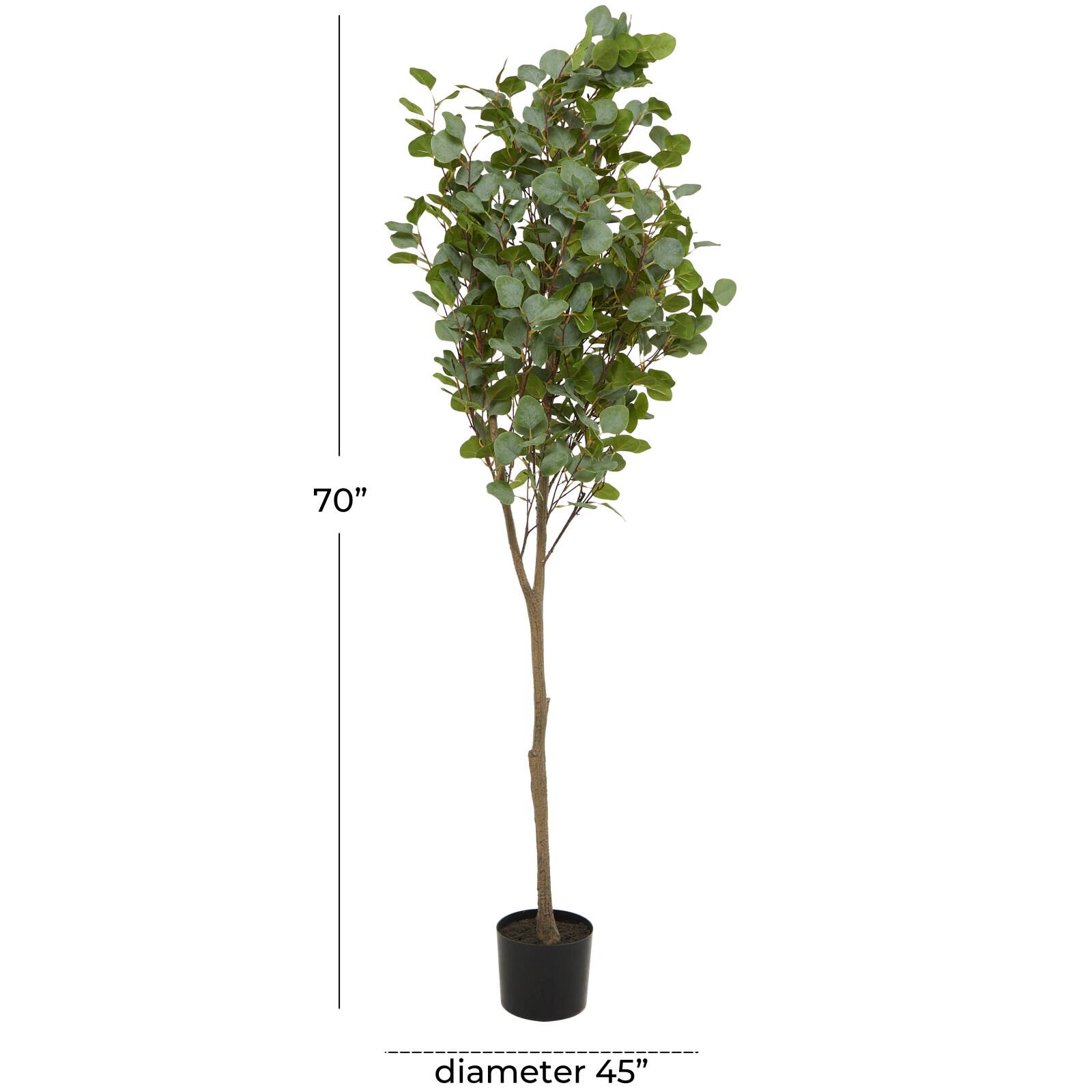 70" Green Faux Foliage Eucalyptus Artificial Tree With Black Plastic Pot