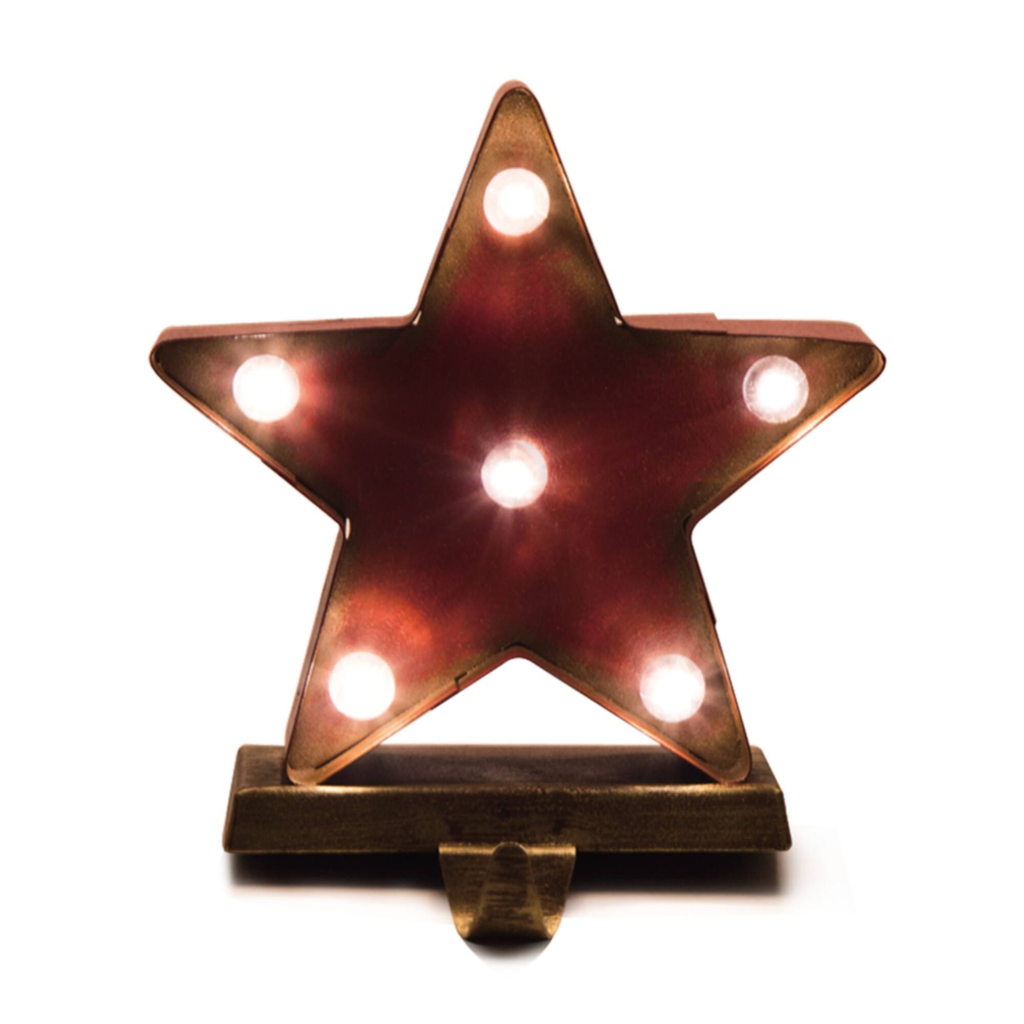 Glitzhome&#xAE; 7.5&#x22; Marquee LED Star Stocking Holder, 2ct.