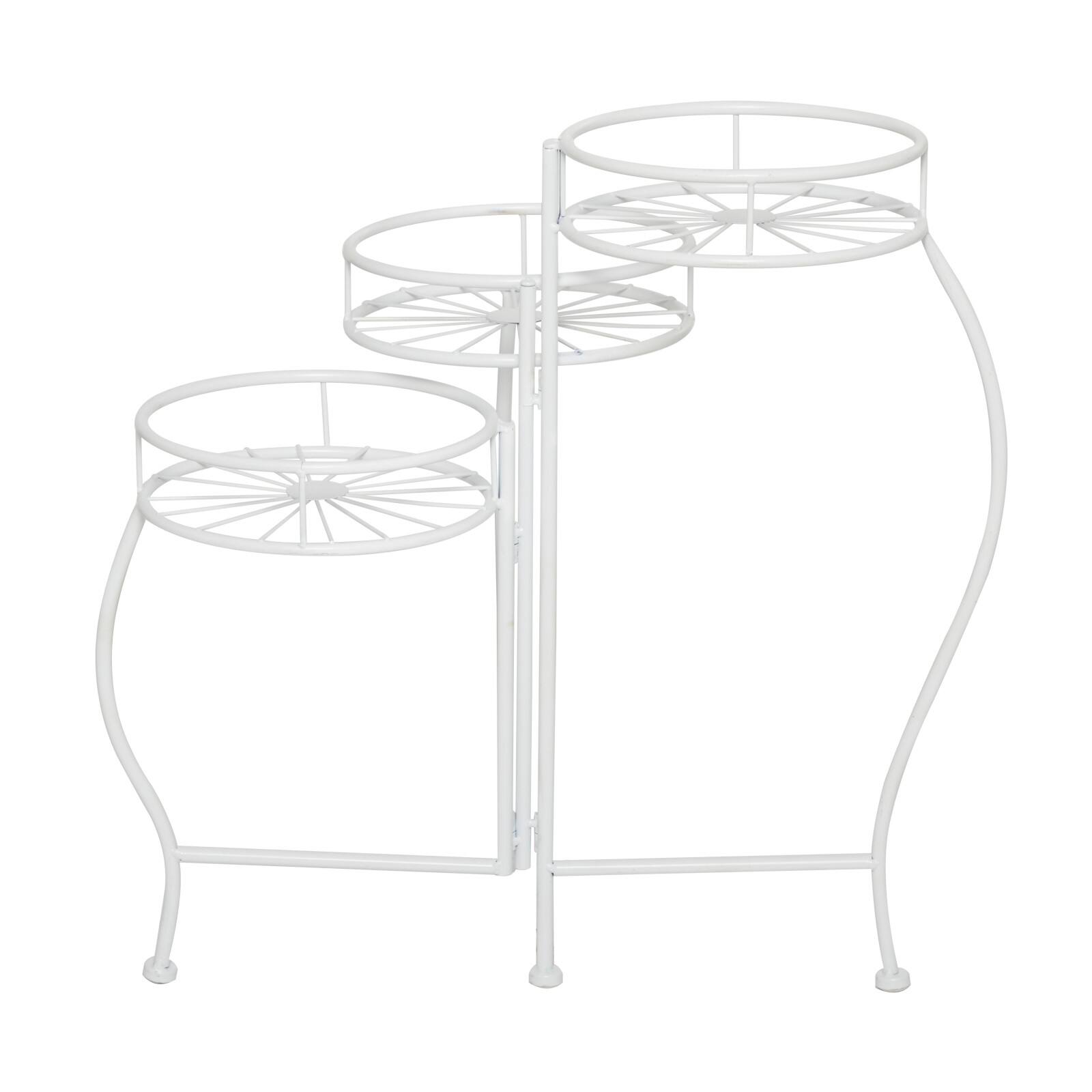 White Iron Transitional Plantstand, 21" x 19" x 18"