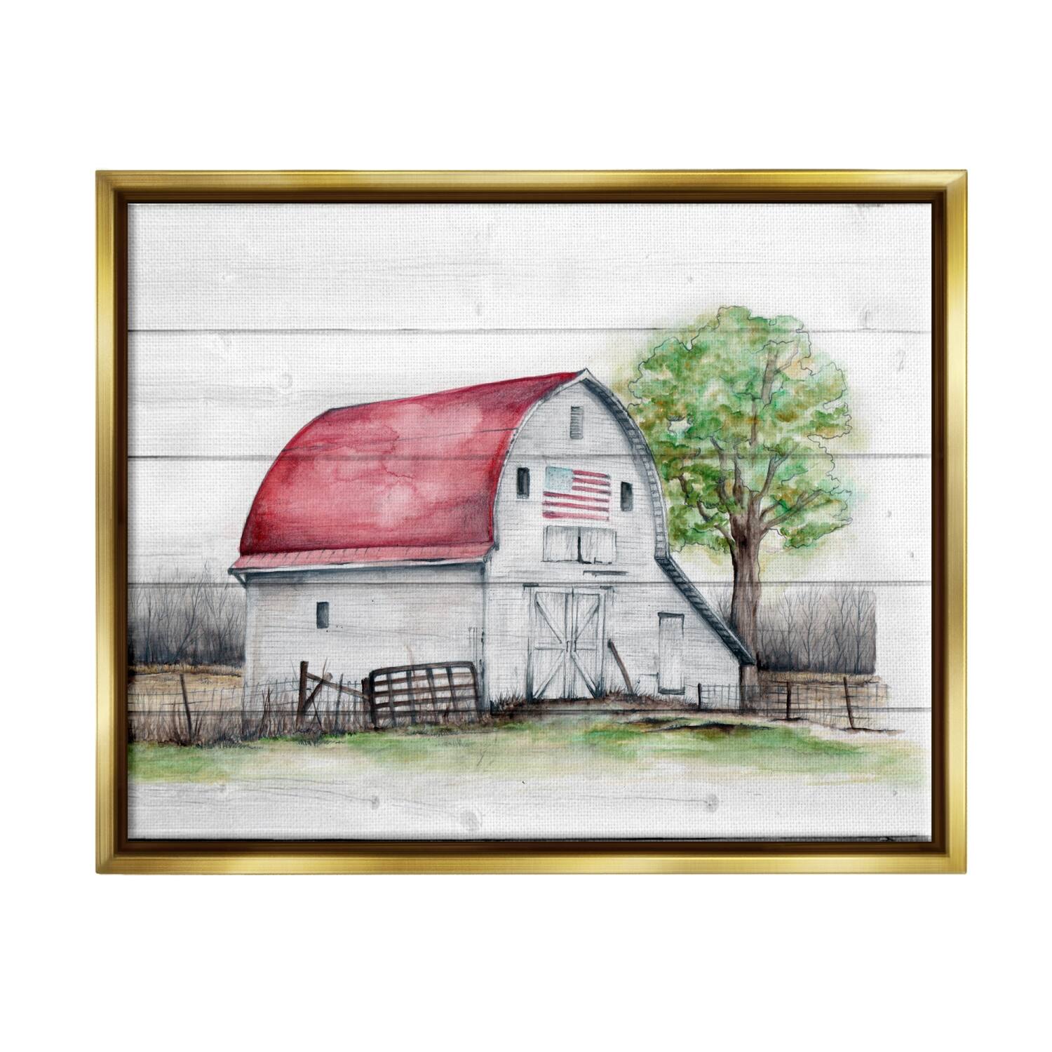 Stupell Industries Rustic Americana Barn Floater Framed Art