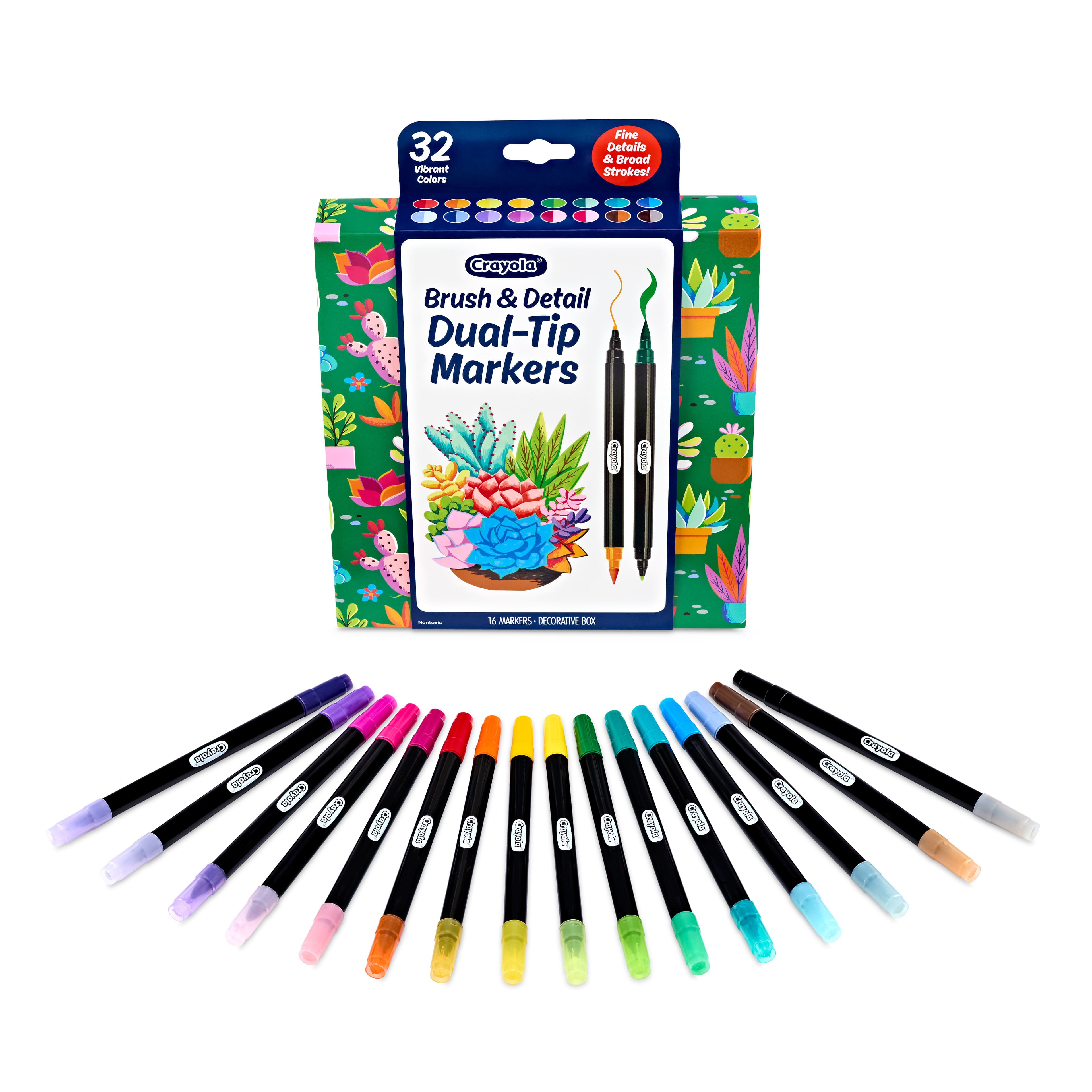 Crayola&#xAE; 32 Color Brush &#x26; Detail Dual Tip Markers