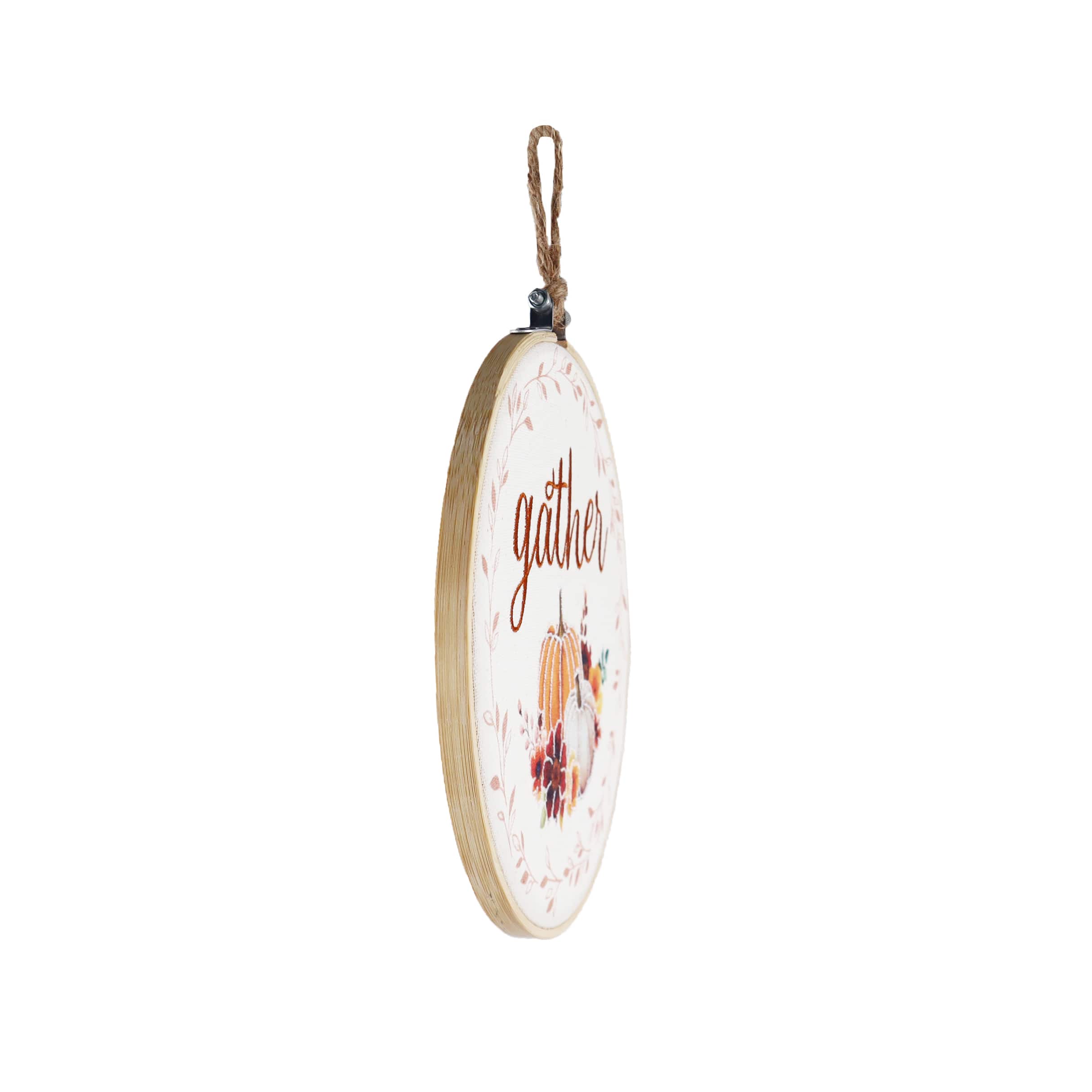 8&#x22; Gather Pumpkins Round Wall Sign in Embroidery Hoop by Ashland&#xAE;