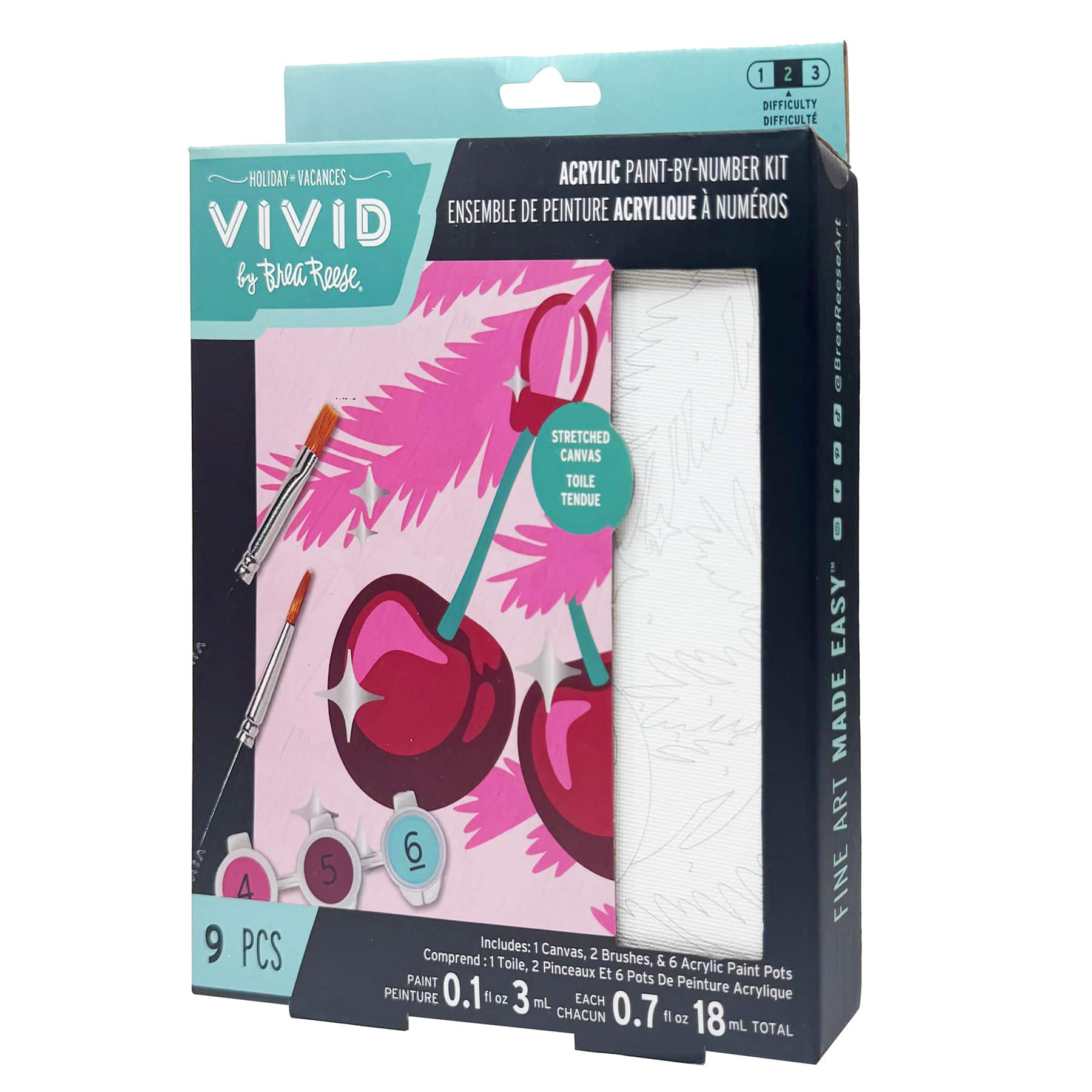 VIVID by Brea Reese&#xAE; Cherry Christmas Tree Acrylic Paint-by-Number Kit