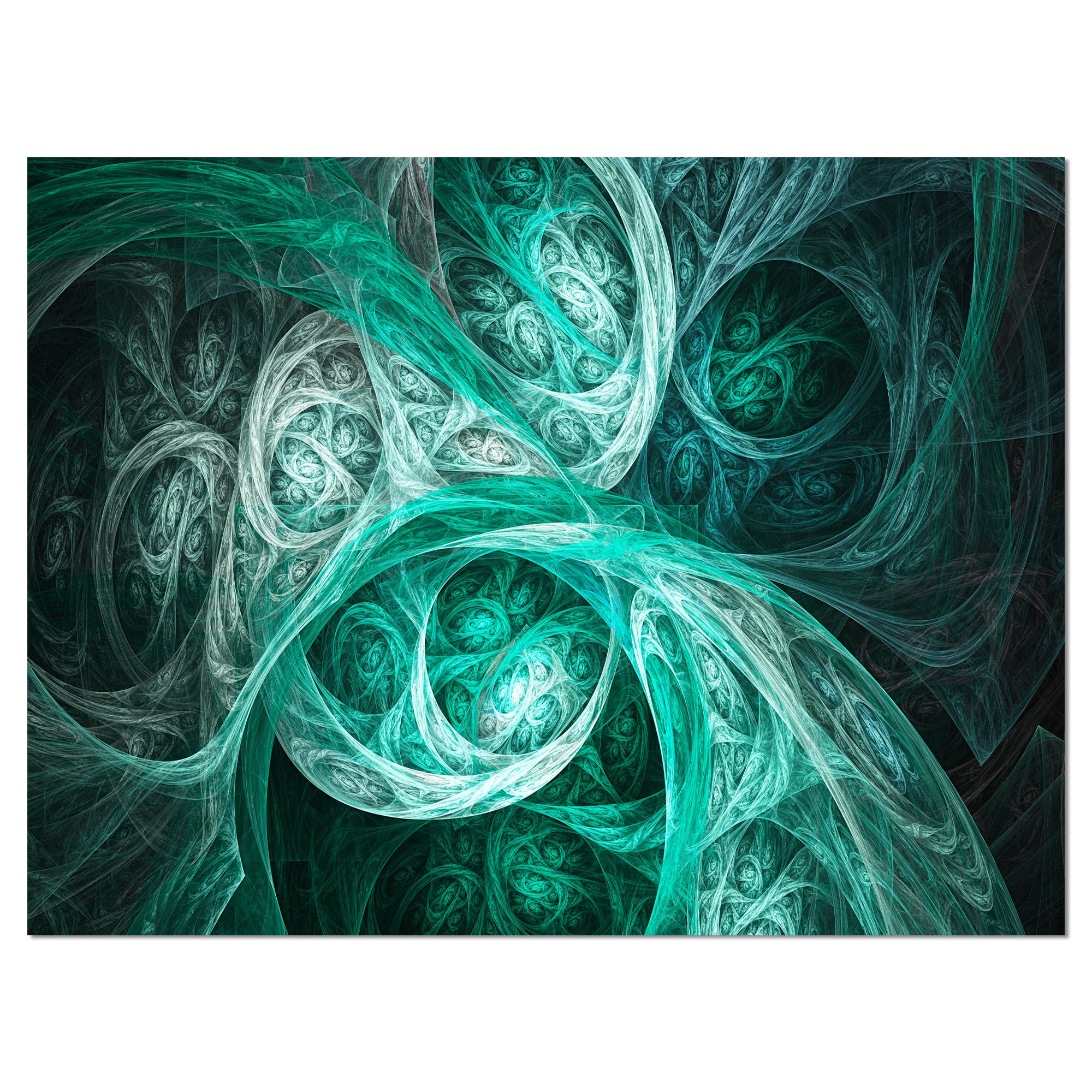 Designart - Mystic Turquoise Fractal - Abstract Wall Art Canvas
