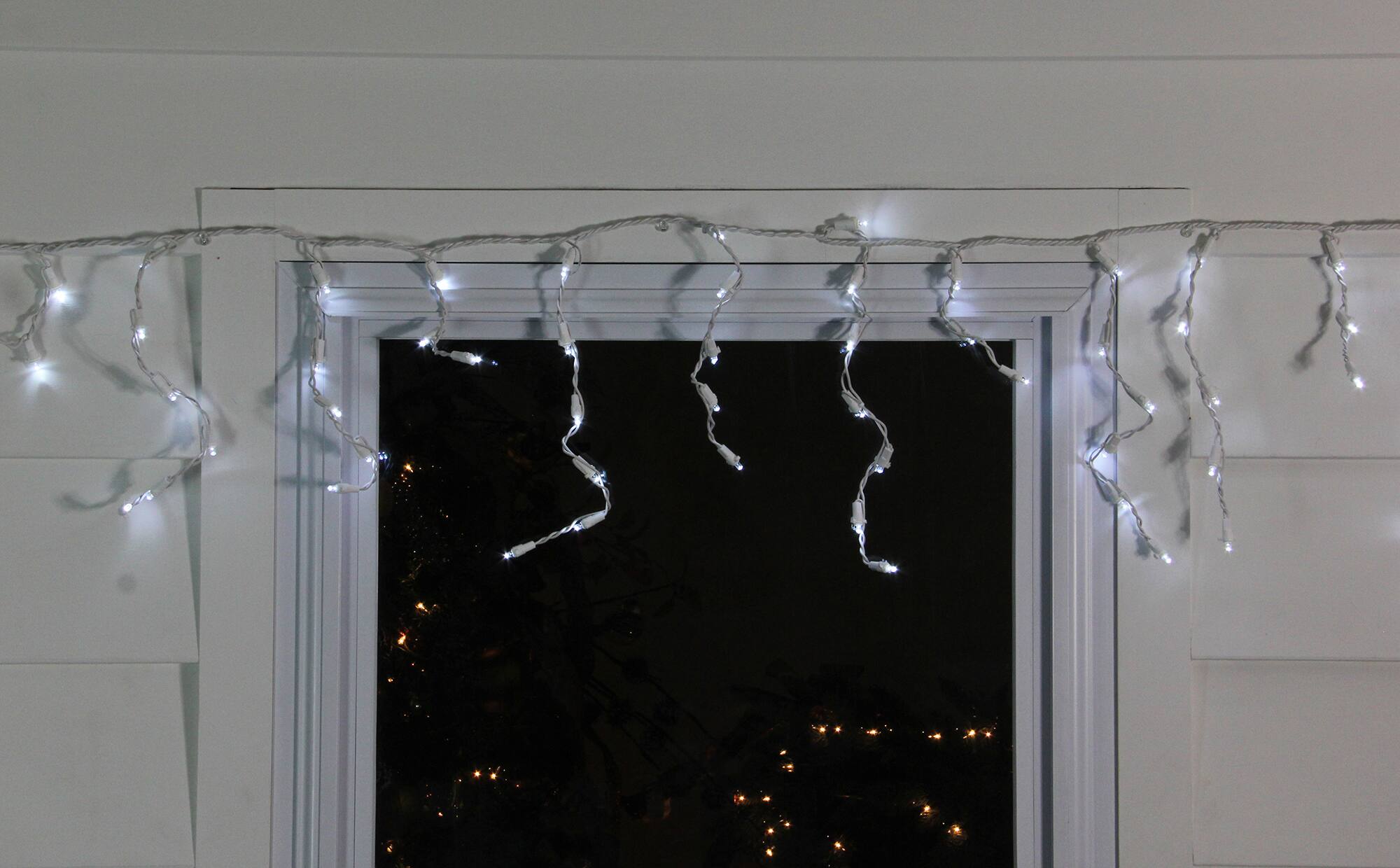 100ct. LED Wide Angle Icicle Christmas Lights With White Wire
