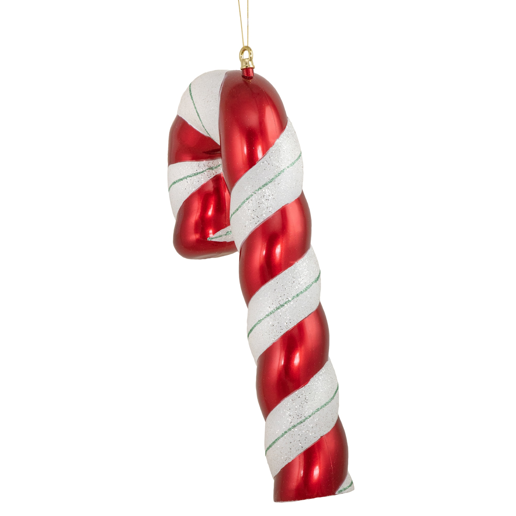 22&#x22; Shatterproof Candy Cane with Green Glitter Commercial Ornament