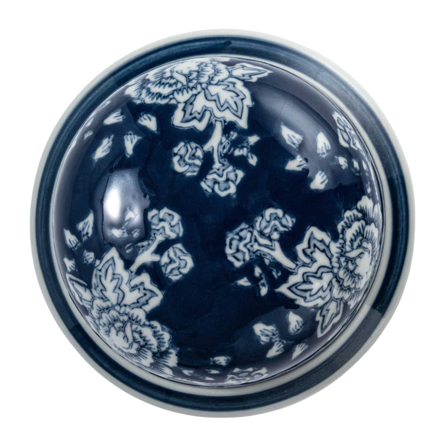 Hello Honey® 12.5" Blue & White Round Ceramic Ginger Jar with Lid