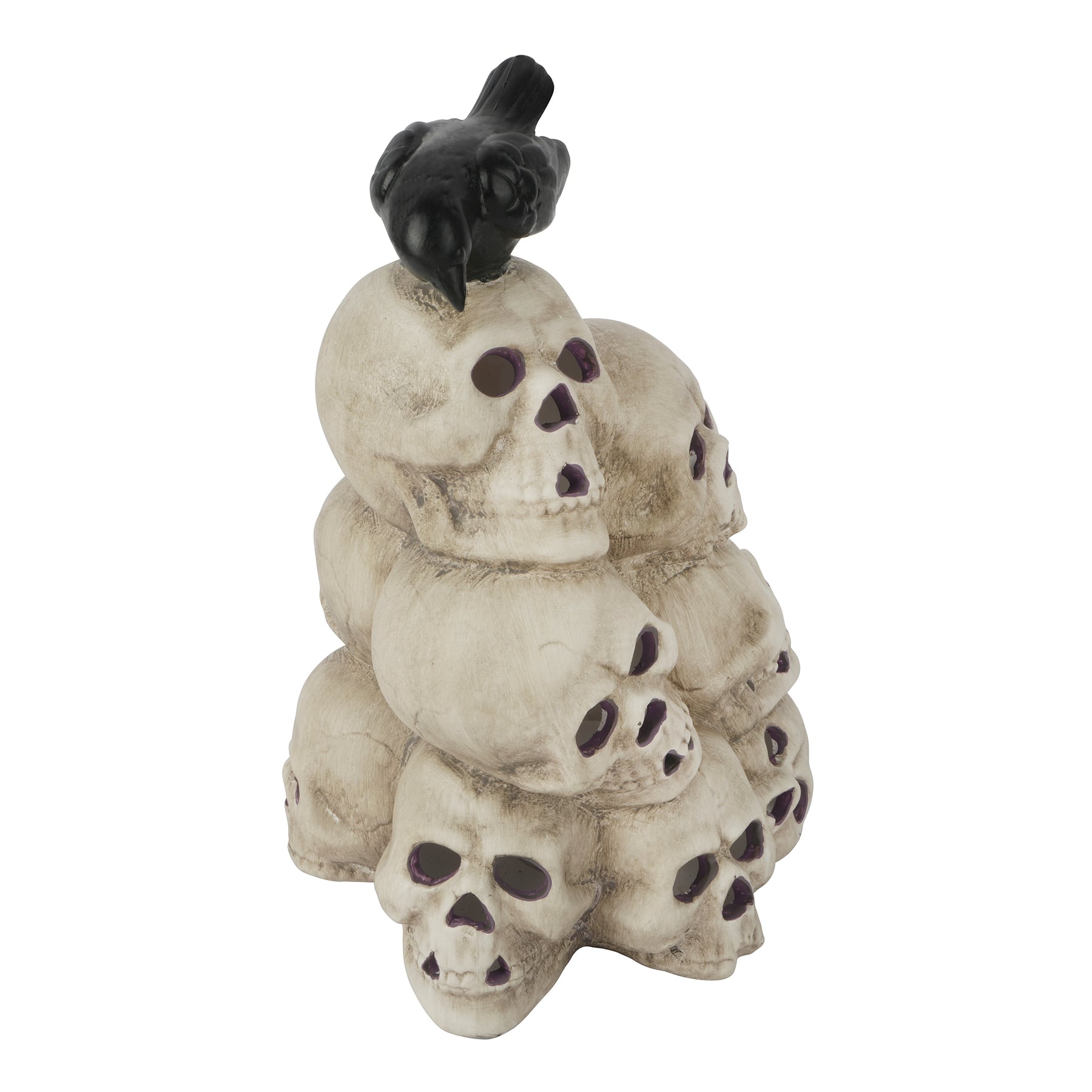 12.5&#x22; Lighted Stacked Skulls with Crow by Ashland&#xAE;