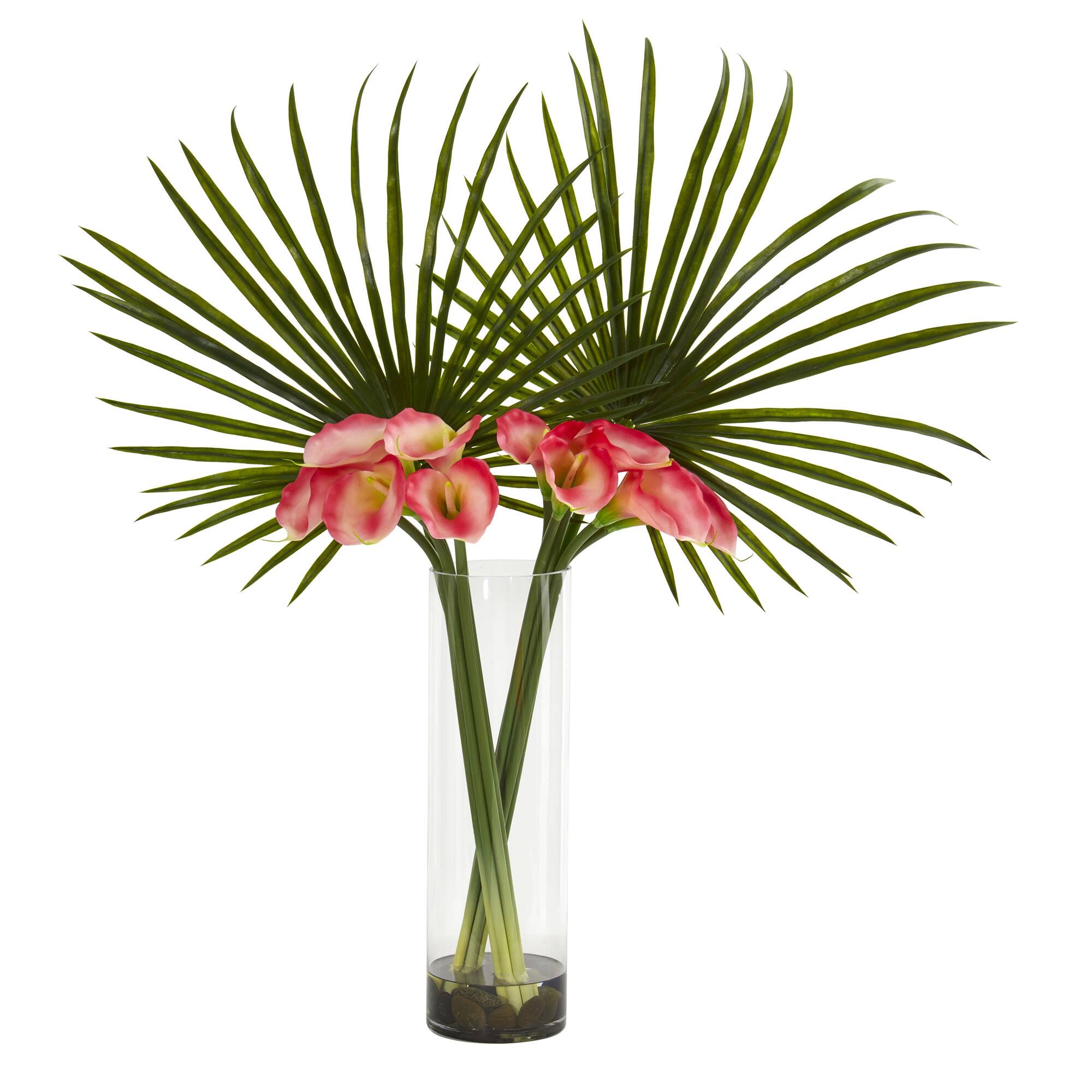 41" Fan Palm & Calla Lily Arrangement