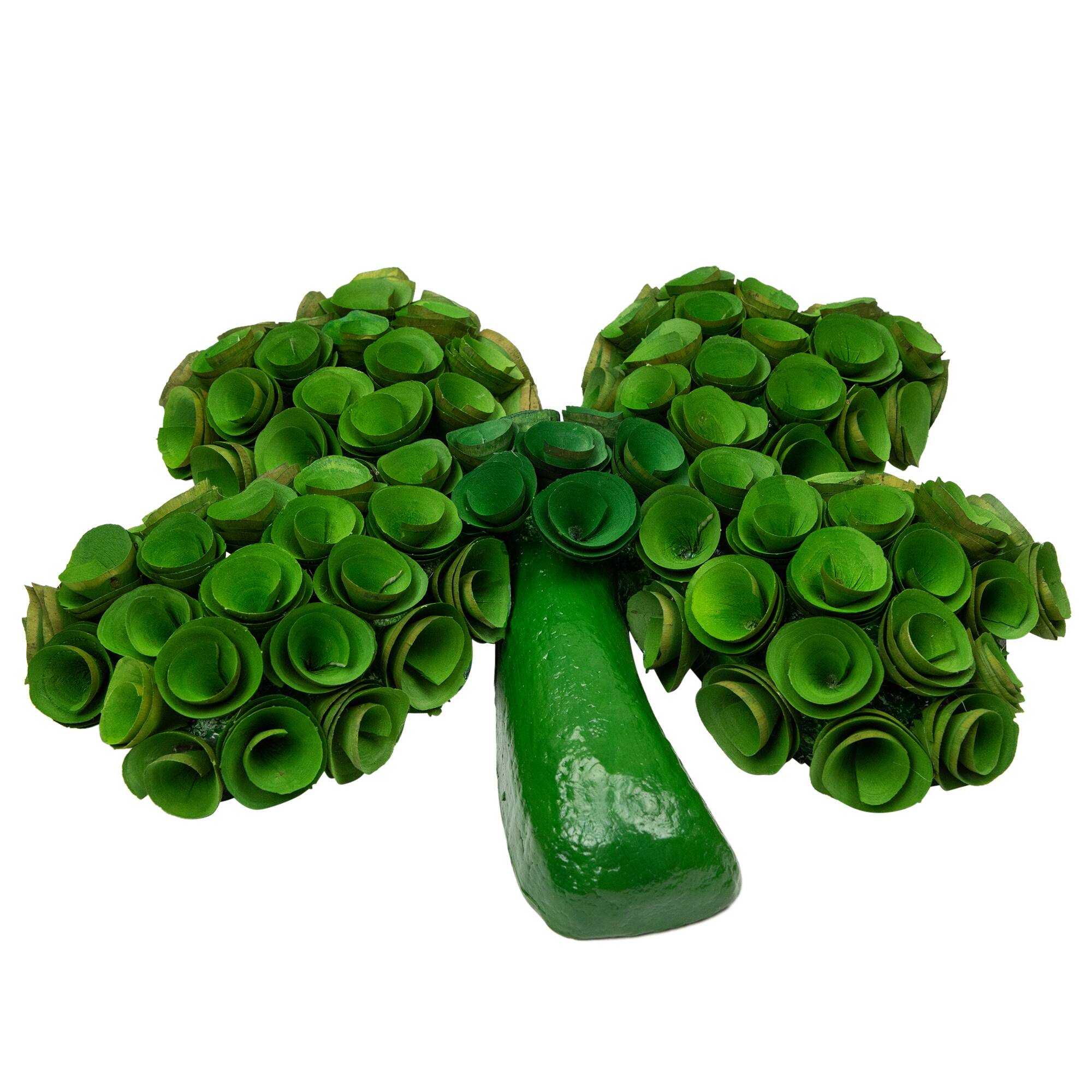 14.5" Green Four Leaf Clover Wood Floral Decoration