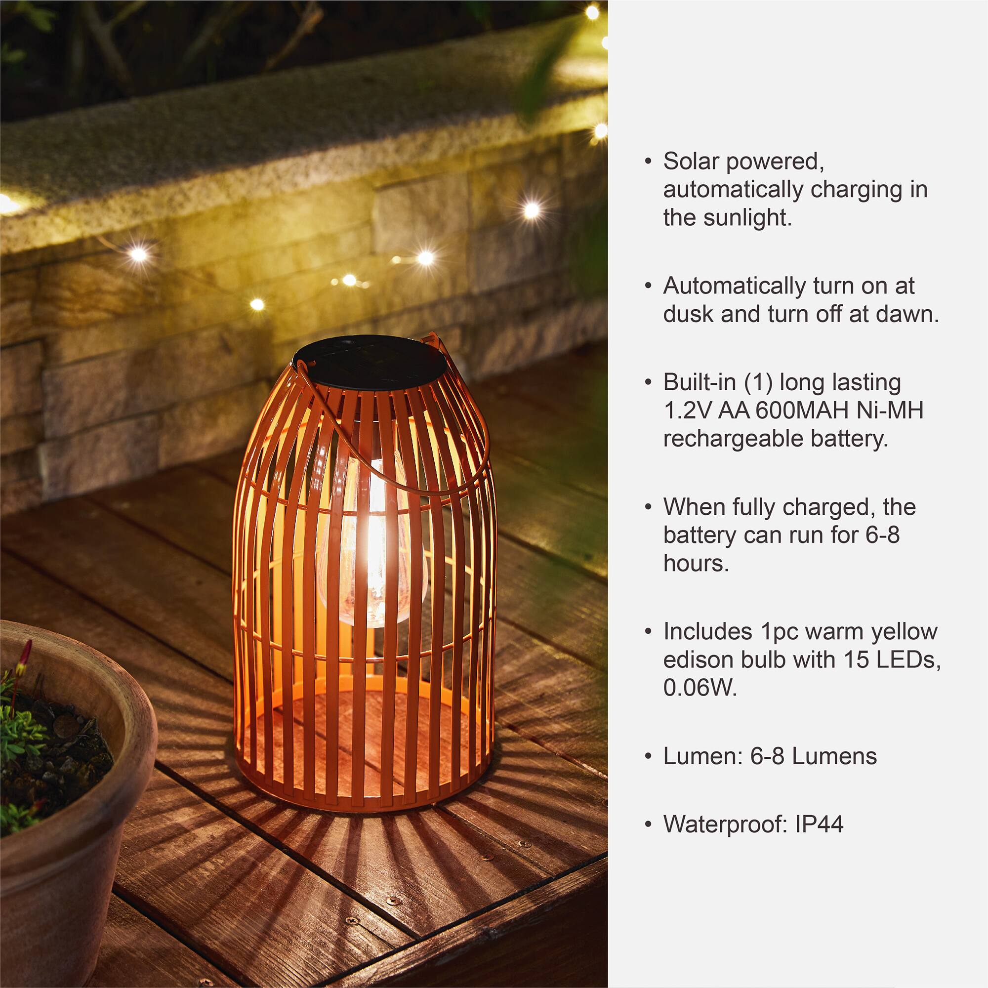 Glitzhome&#xAE; 10&#x22; Woven Solar Powered Outdoor Hanging Lantern