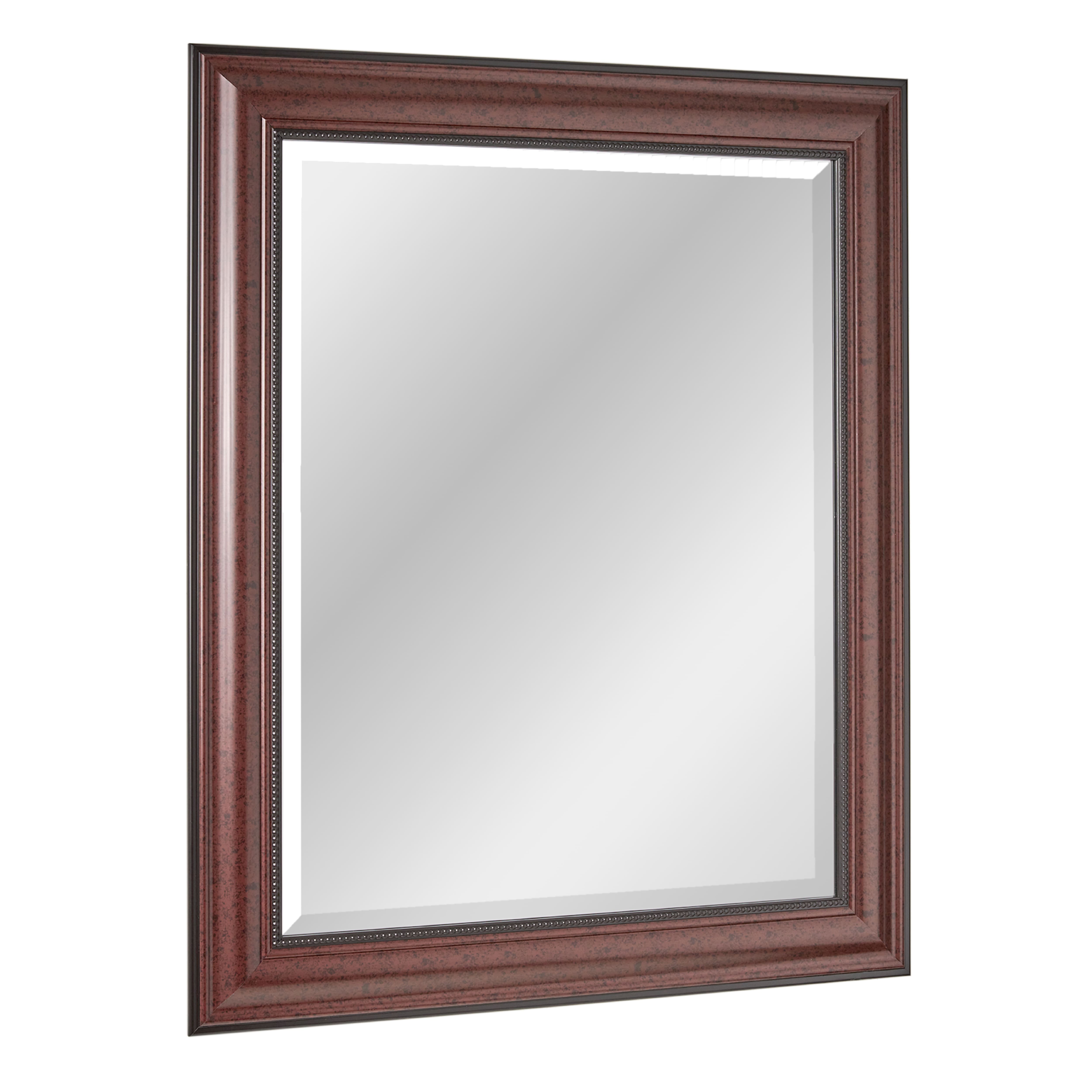 Head West Deep Cherry 28" x 34" Framed Beveled Accent Vanity Mirror