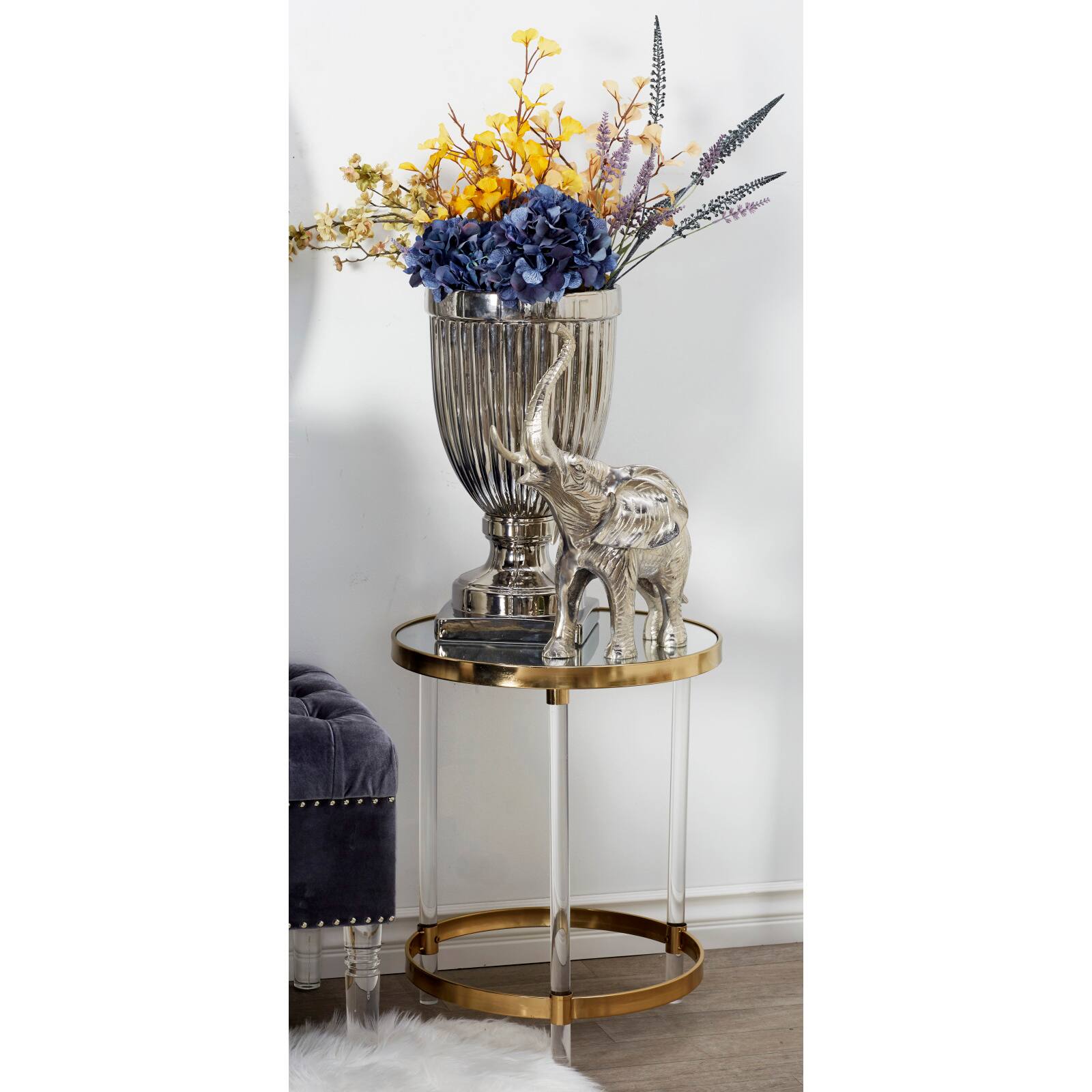 23'' Gold Acrylic Contemporary Accent Table