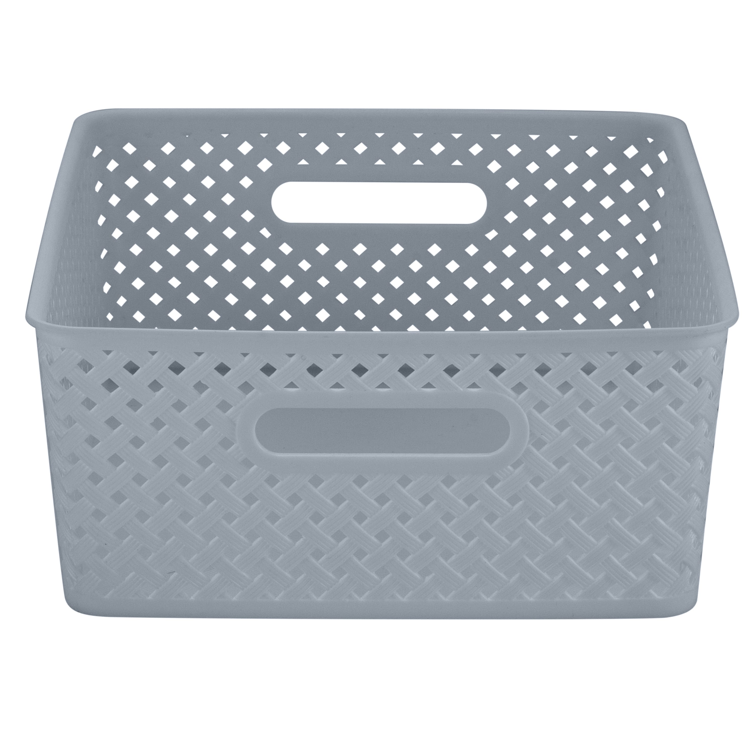 Simplify Medium Gray Wicker Storage Bin, 2ct.