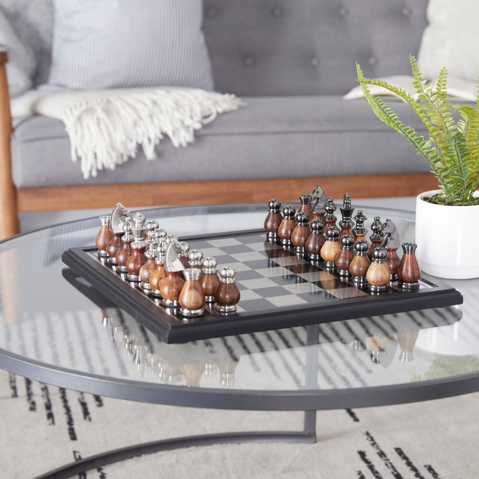 Black Aluminum Contemporary Game Set