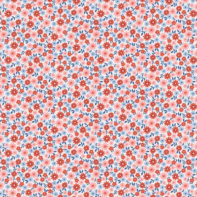 Fabric Editions White Carolina Floral Buds Cotton Fabric