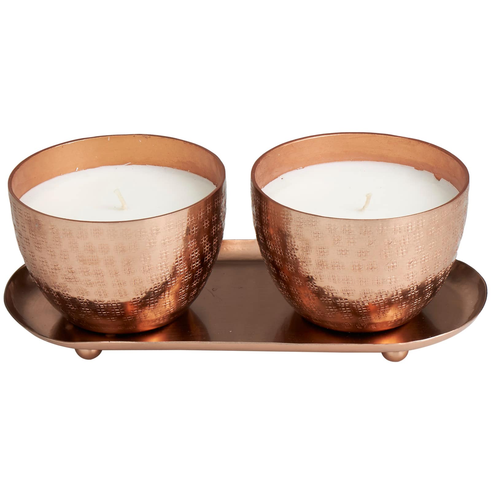 10oz. Sauvignon Blanc Scented Candles in Copper Bowls with Tray