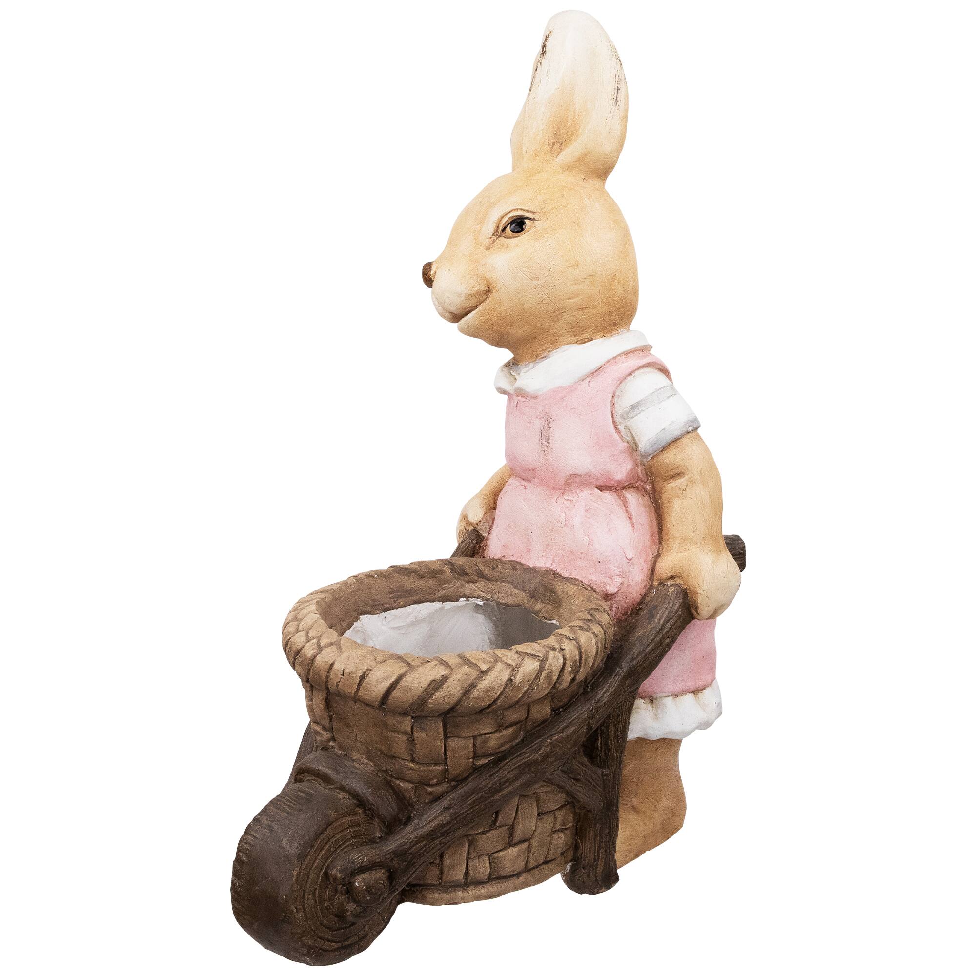 18.75&#x22; Girl Rabbit Outdoor Easter Garden Planter