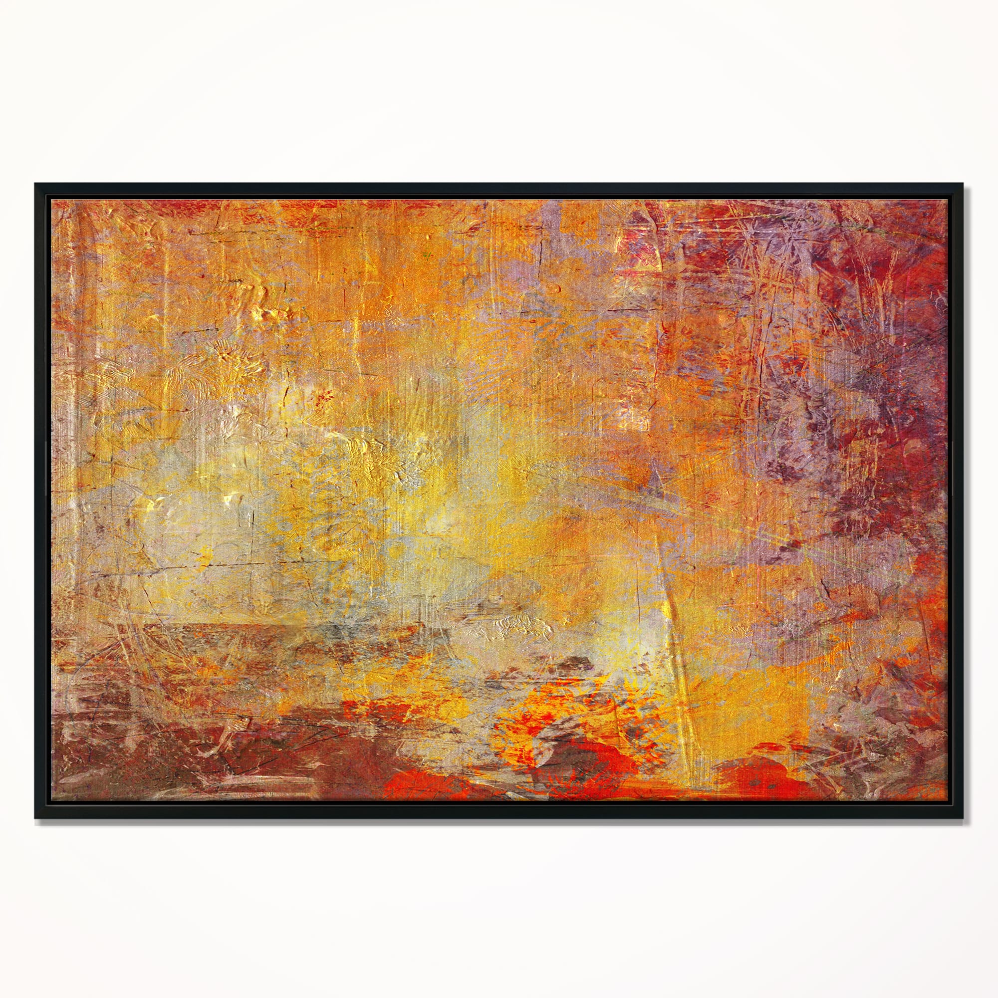 Designart - Ambient Canvas Grunge - Abstract Canvas Art Print in Black Frame