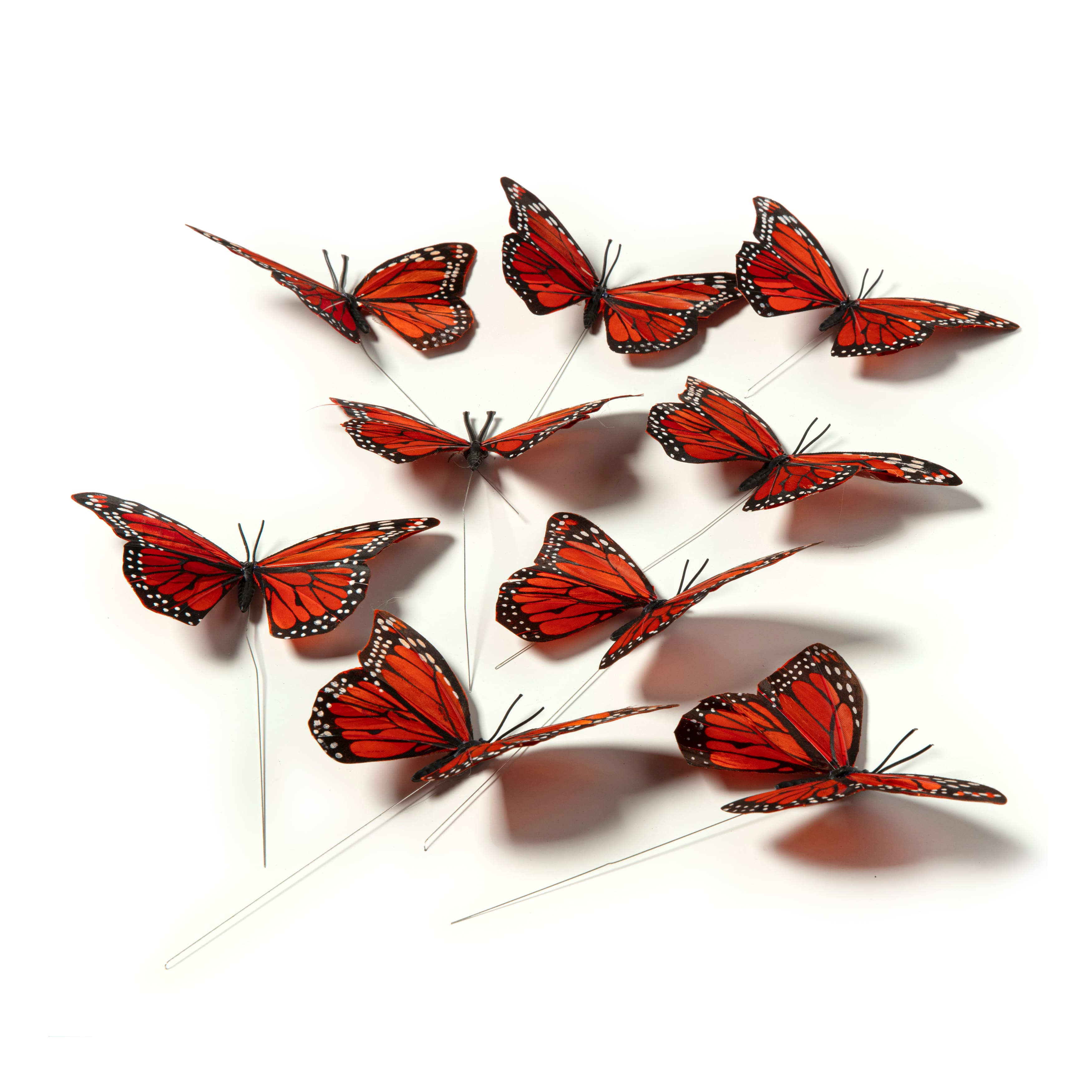 PACK OF 20 RED EMBOSSED FABRIC BUTTERFLIES BUTTERFLY EMBELLISHMENTS 