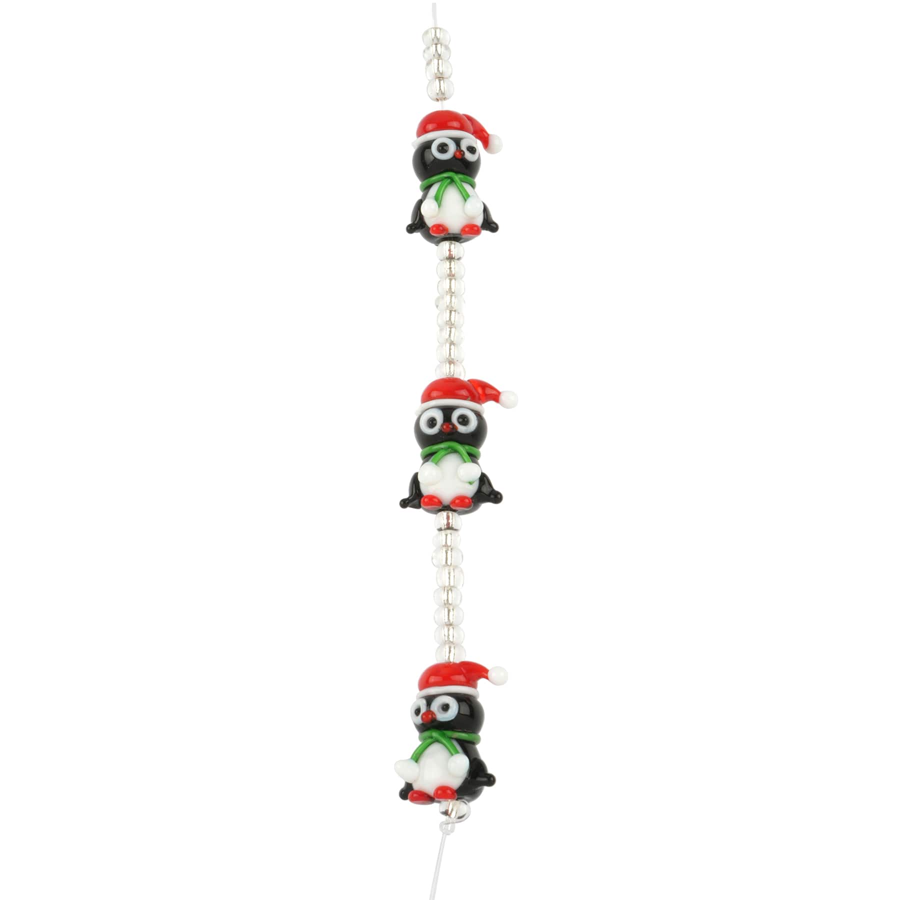Multicolor Lampwork Glass Christmas Penguin Beads by Bead Landing&#x2122;