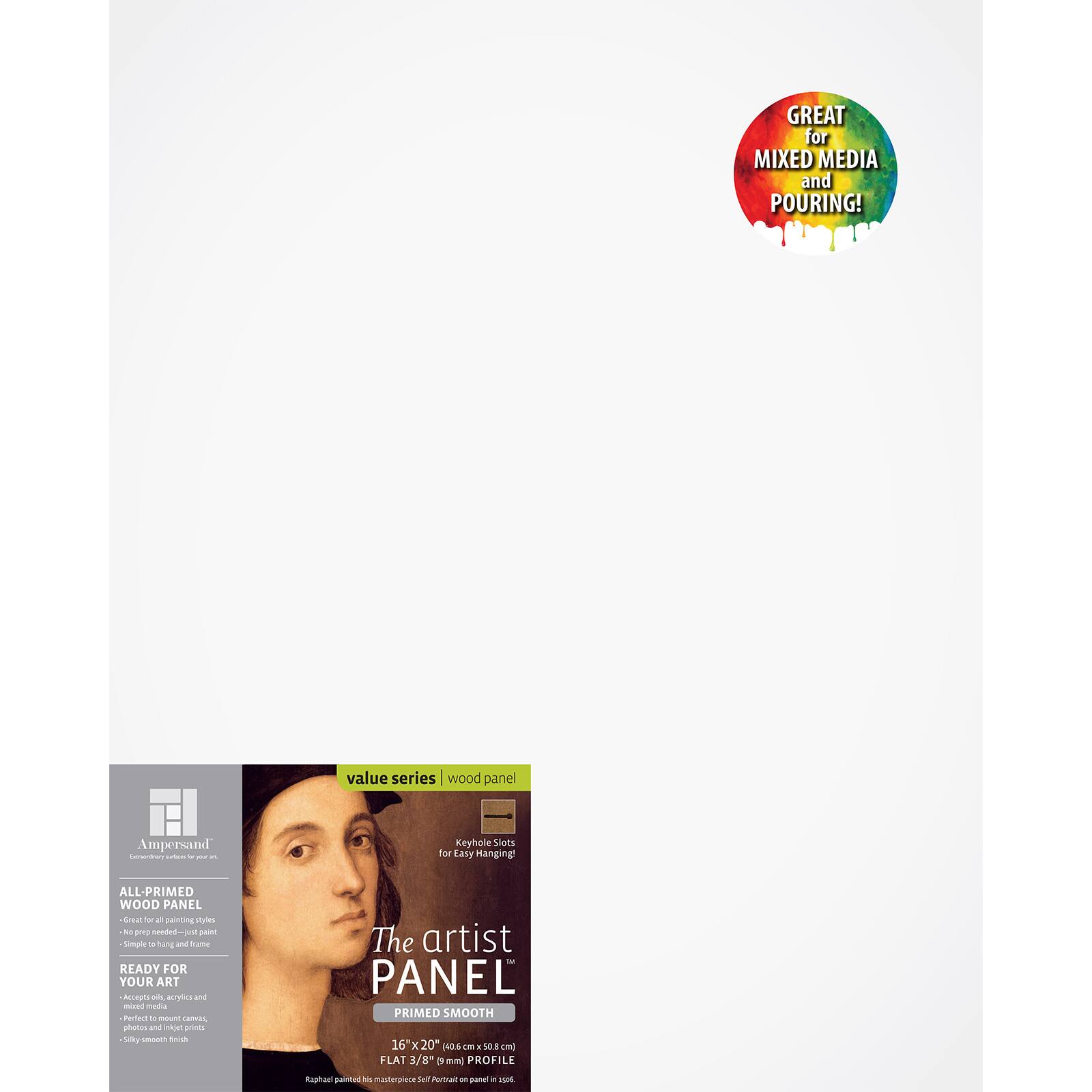 Ampersand&#x2122; Artist Smooth Uncradled 3/8&#x22; Wood Panel