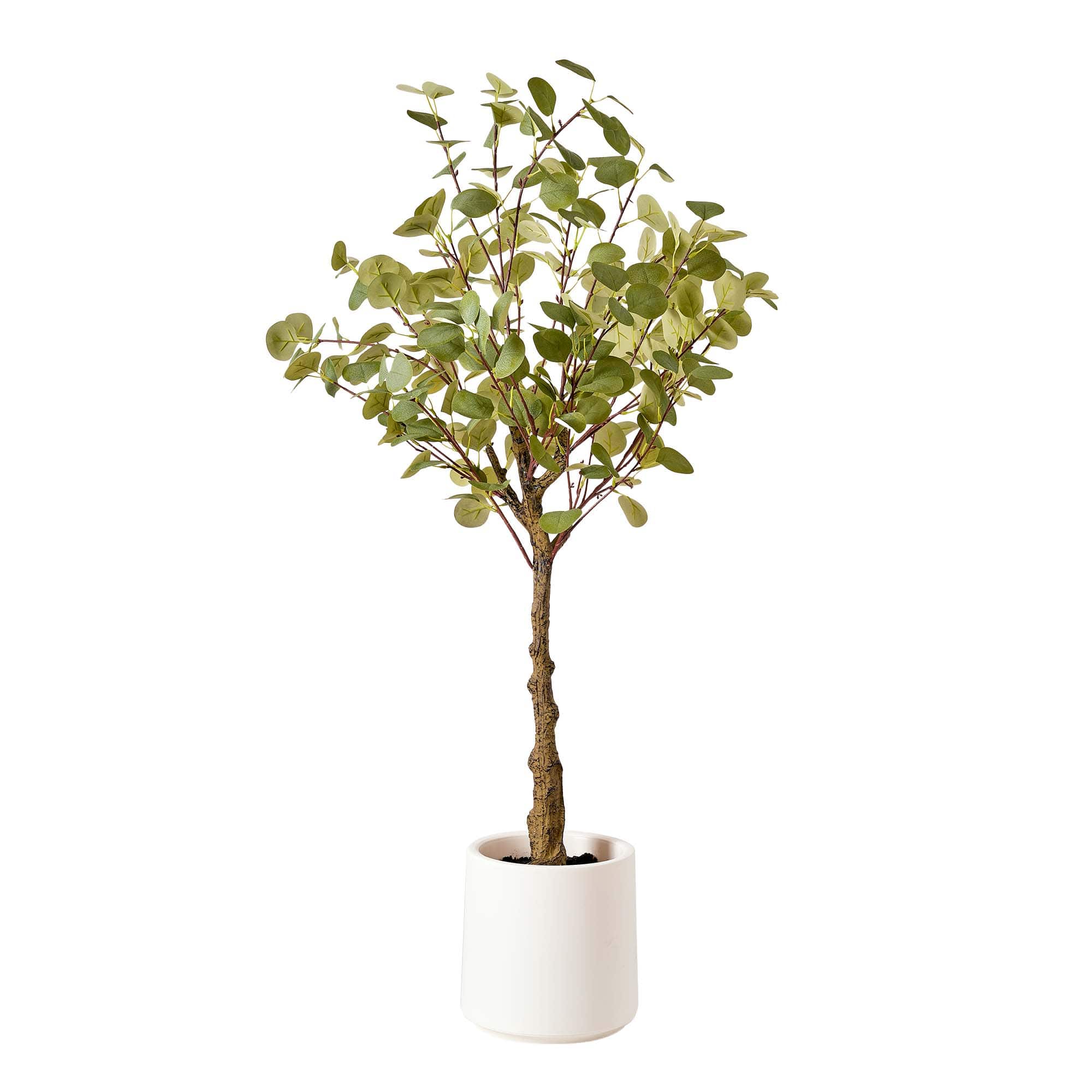 American Art Decor 4ft. Realistic Artificial Eucalyptus Tree in White Pot