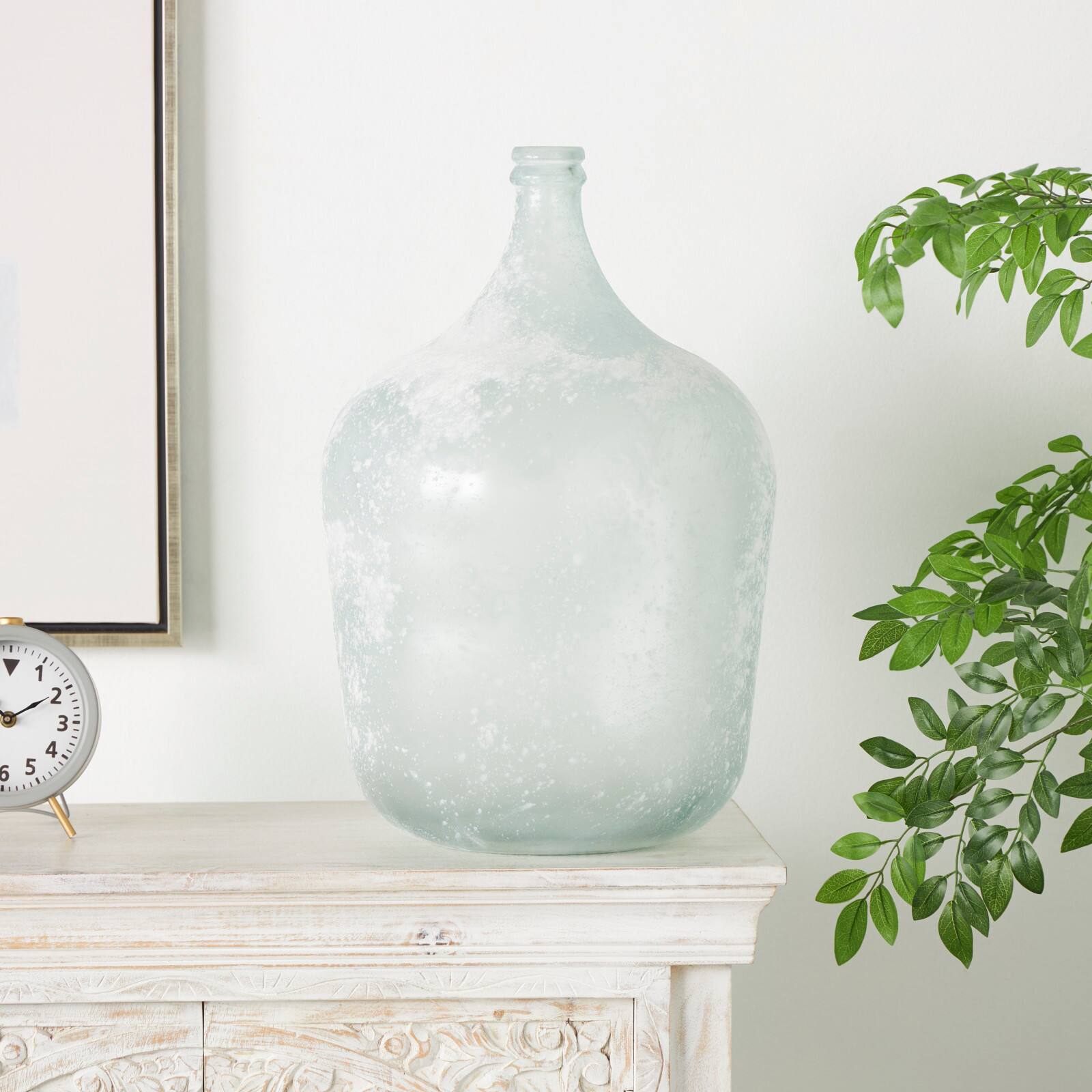 22" Frosted Clear Spanish Bottle Recycled Glass Vase