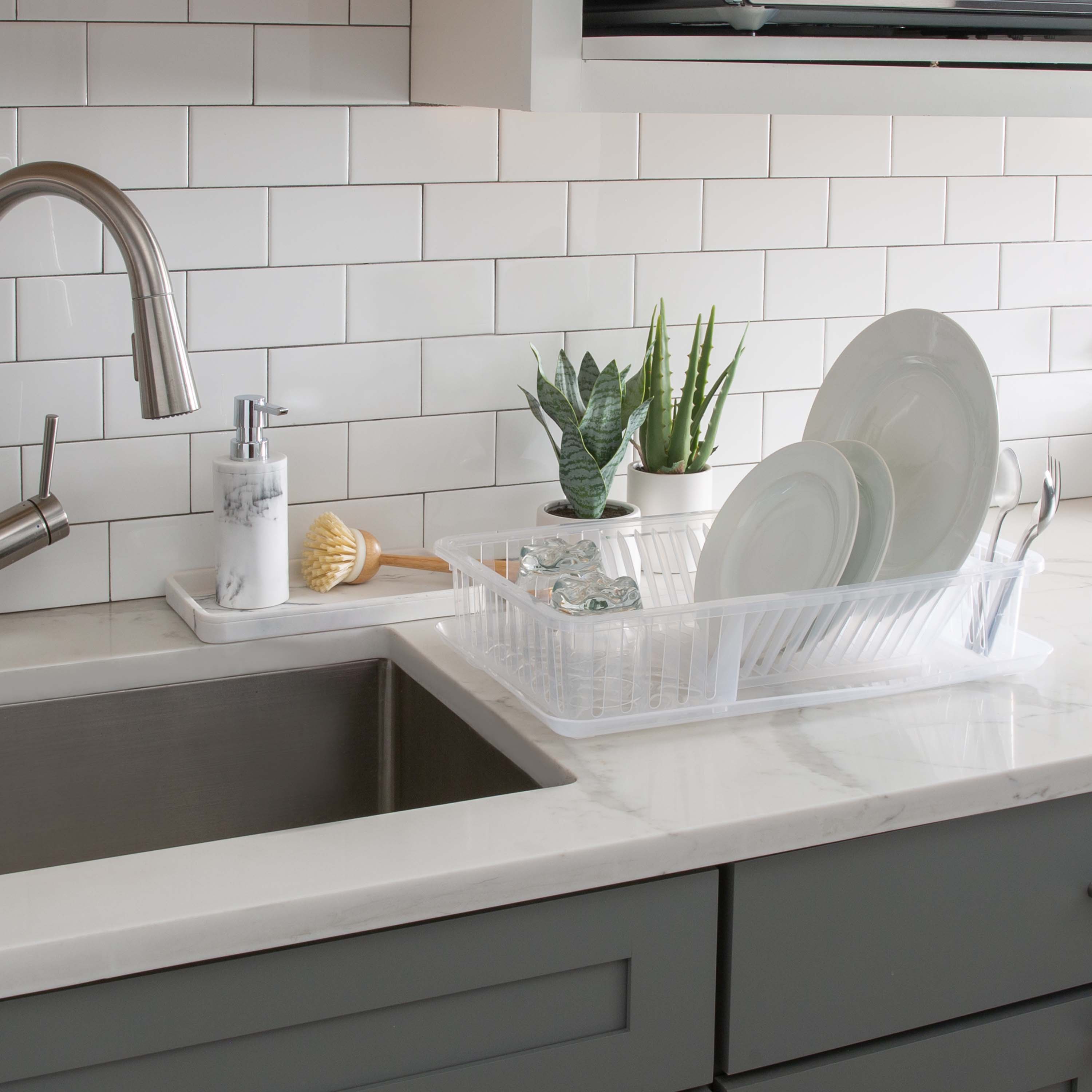 Kitchen Details Large Clear Dish Rack with Tray
