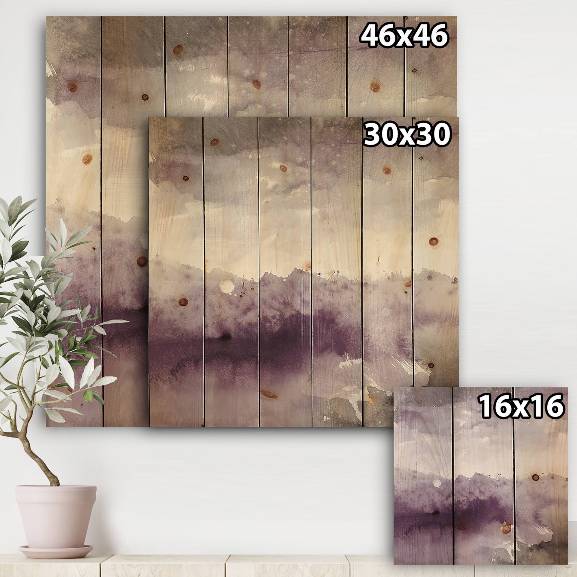 Designart - Midnight at the Lake II Amethyst and Grey