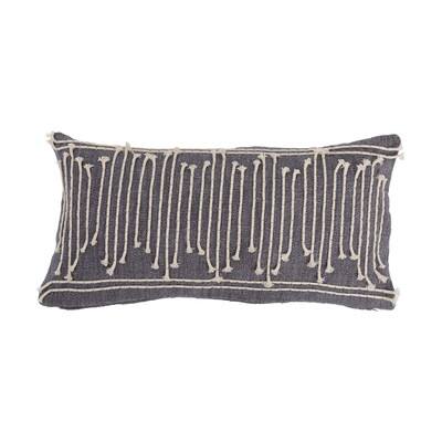 Appliqued Rope & Metallic Embroidery Cotton Lumbar Pillow | Pillows ...