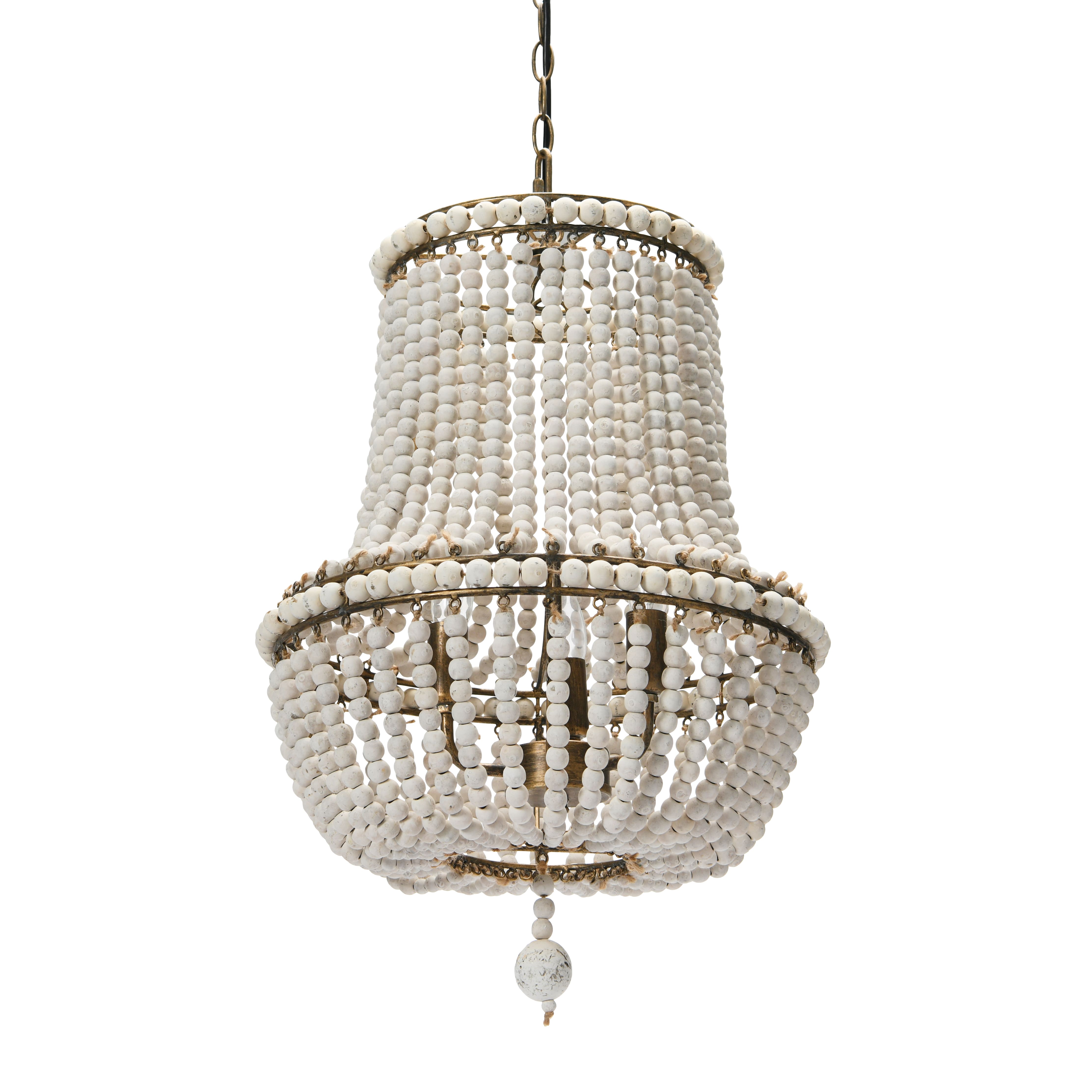 21&#x22; Draped Wood Bead Chandelier