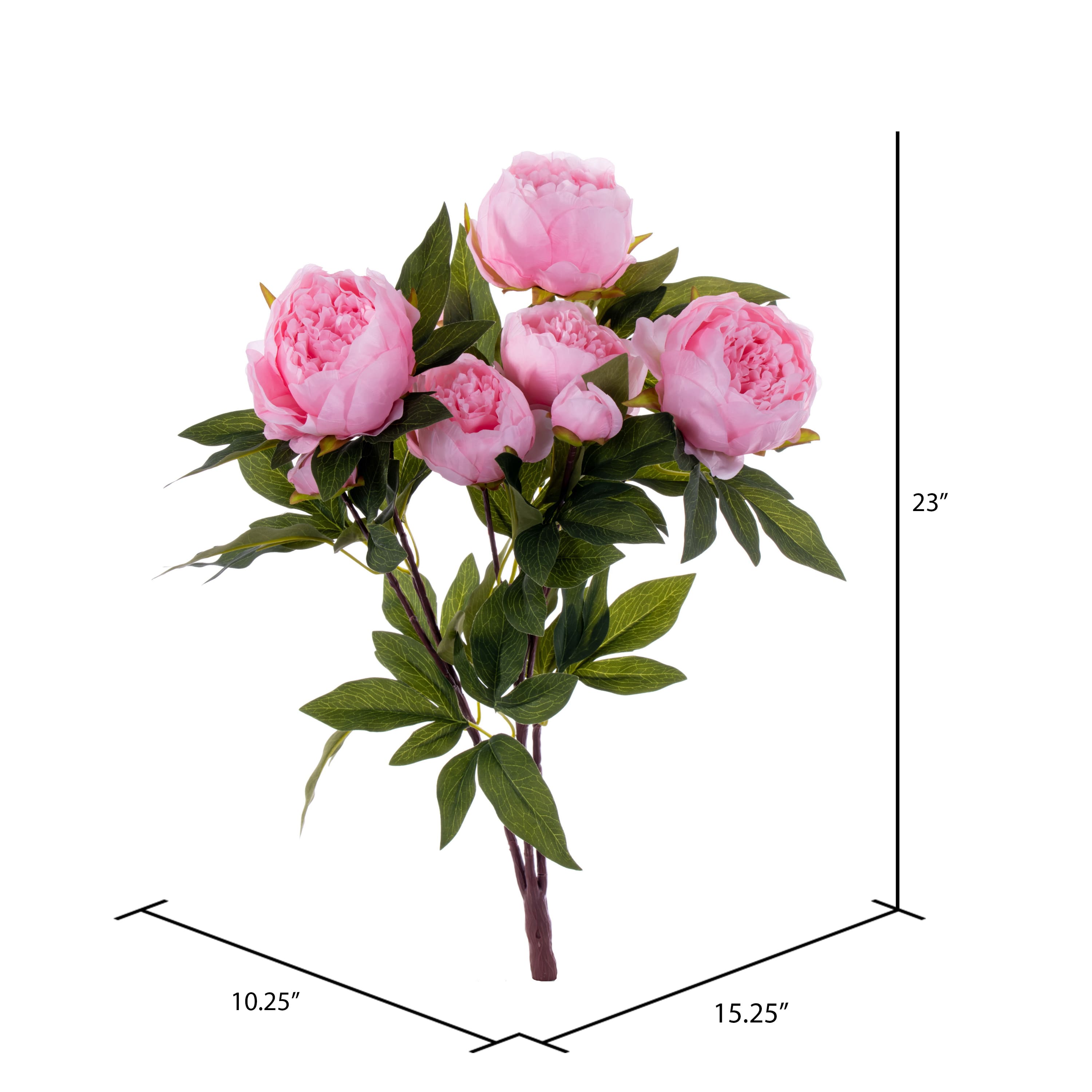 23&#x22; Artificial Brush Pink Peony Spray with 6 Flowers