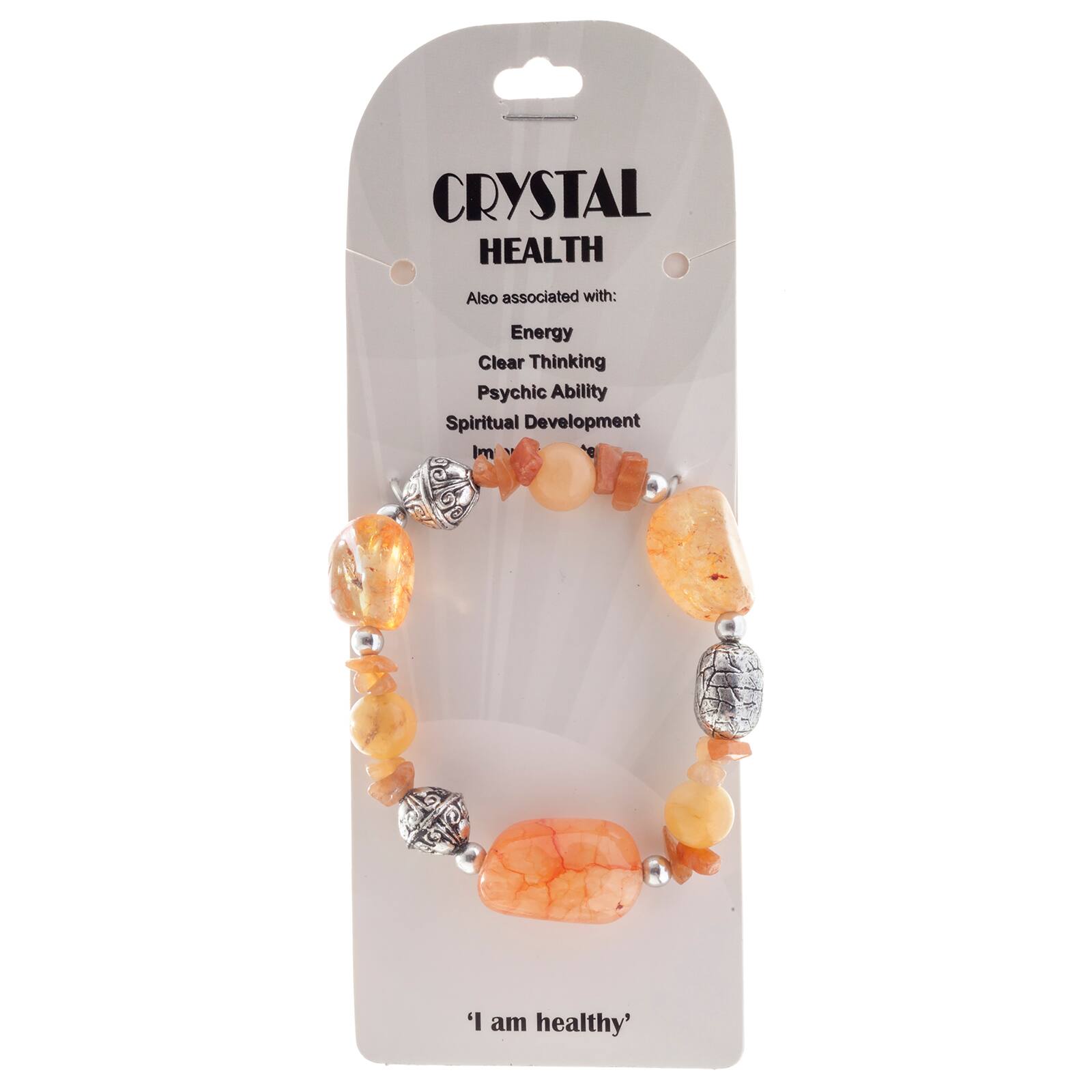 John Bead Crystal Orange-Dyed Citrine Natural Stone Bracelet