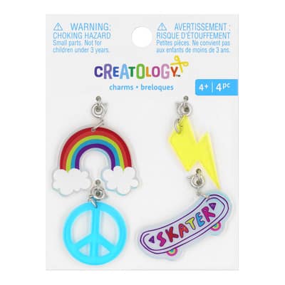 Rainbow, Bolt, Peace Sign & Skateboard Charms by Creatology™ image