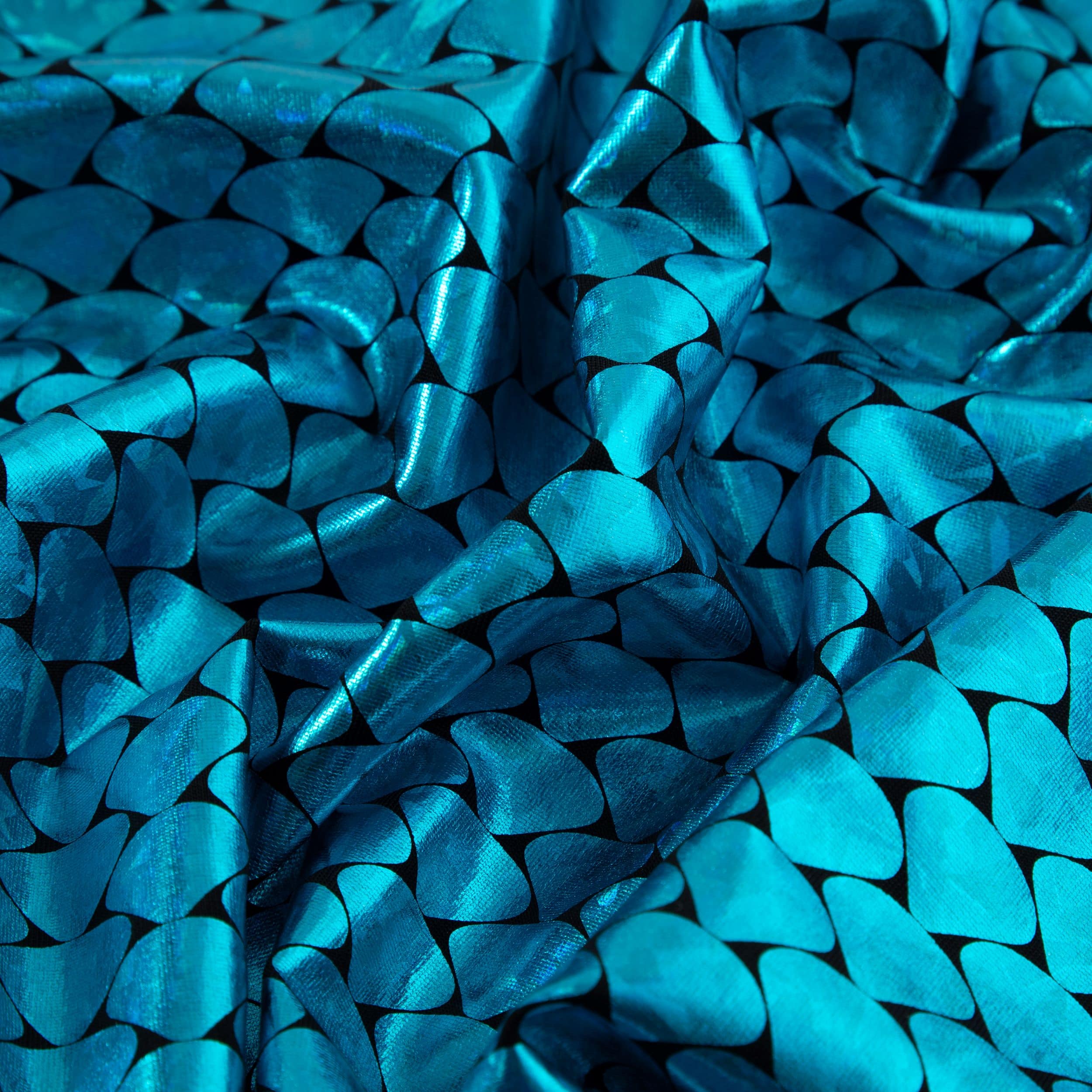 Cosplay by Yaya Han Metallic Turquoise Holographic Mermaid Scales All Way Stretch Jersey Fabric
