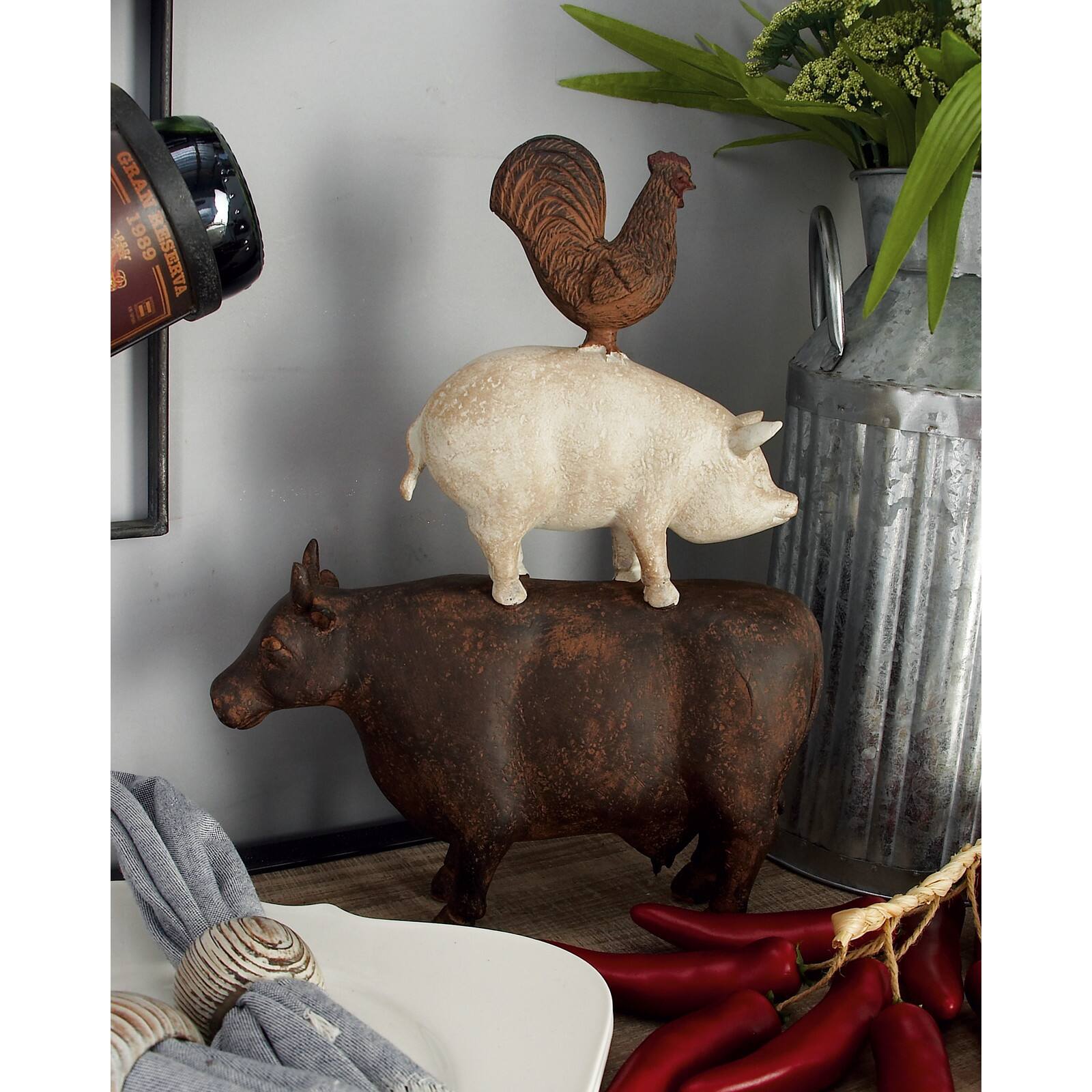 14&#x22; Brown Farmhouse Animal Sculpture