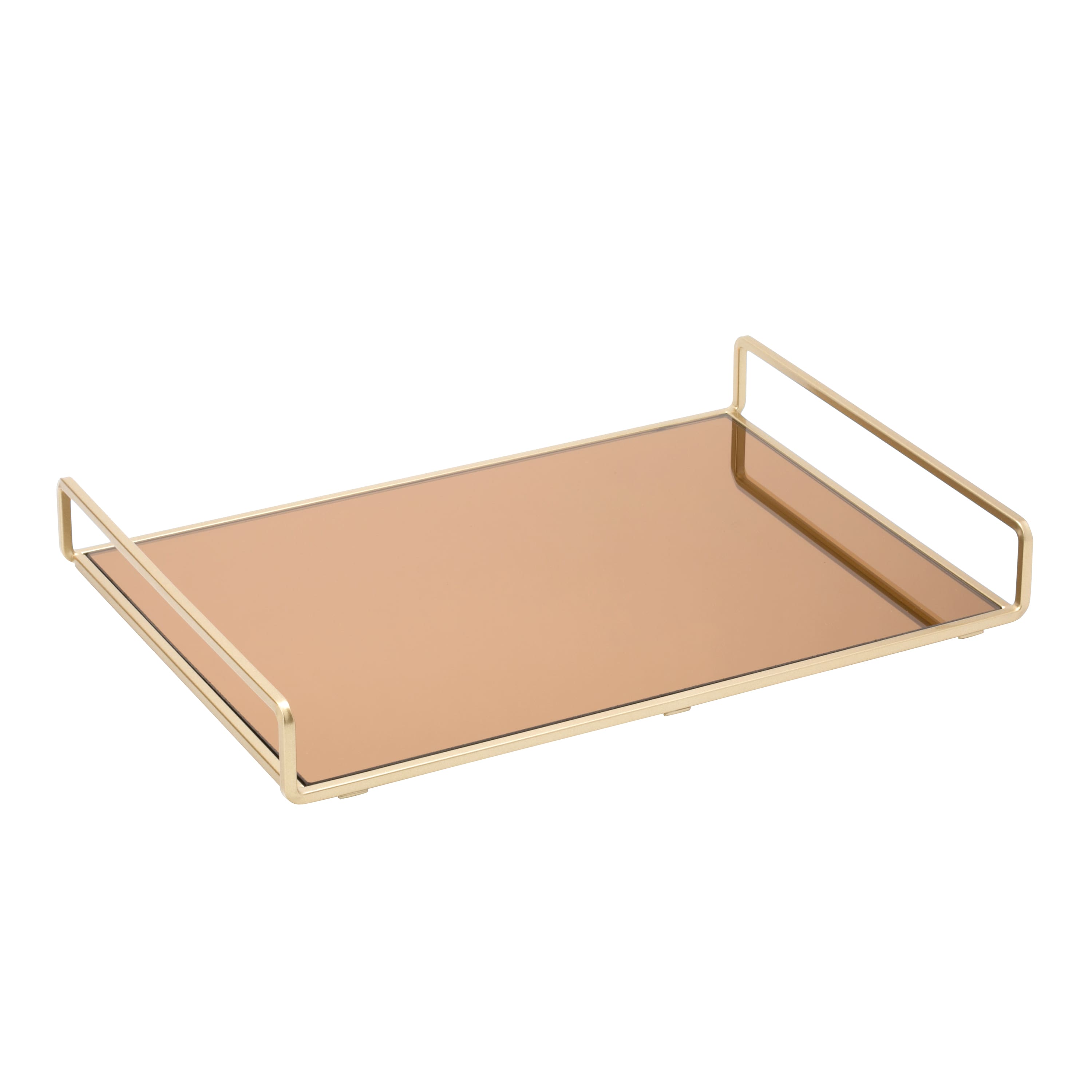 Home Details 15.75&#x22; Satin Gold Classic Mirror Vanity Tray