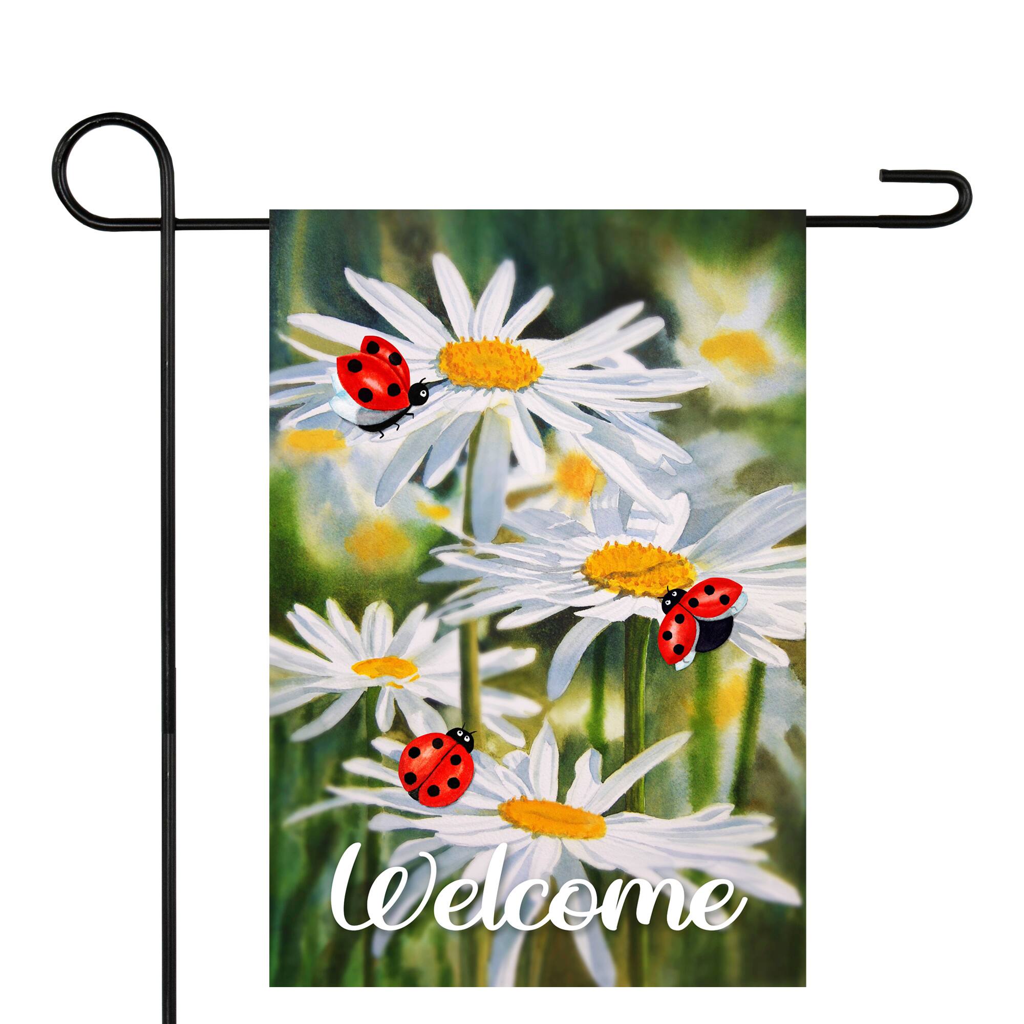 Welcome Ladybug & Daisy Outdoor Garden Flag