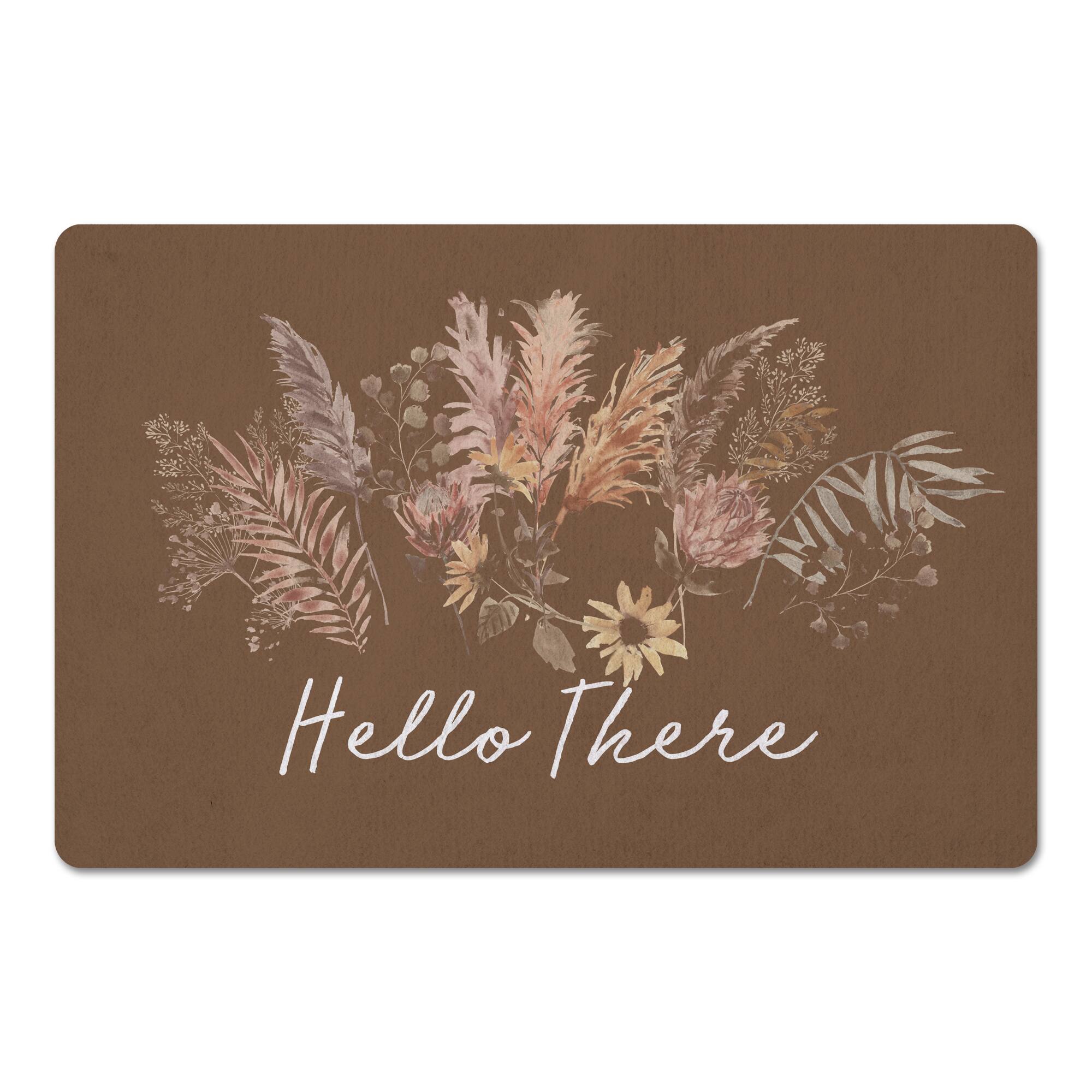 Hello There Floral Floor Mat, 18" x 27"
